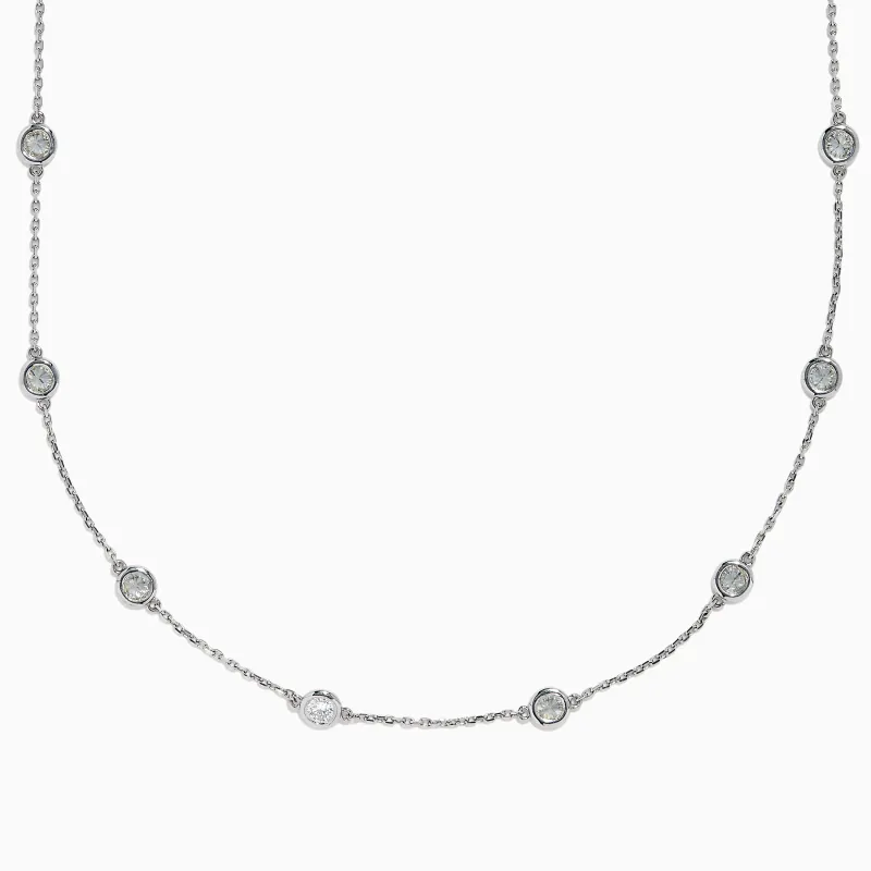 14K White Gold 36 Inch 6.00ct Diamond Station Necklace sold by Effy