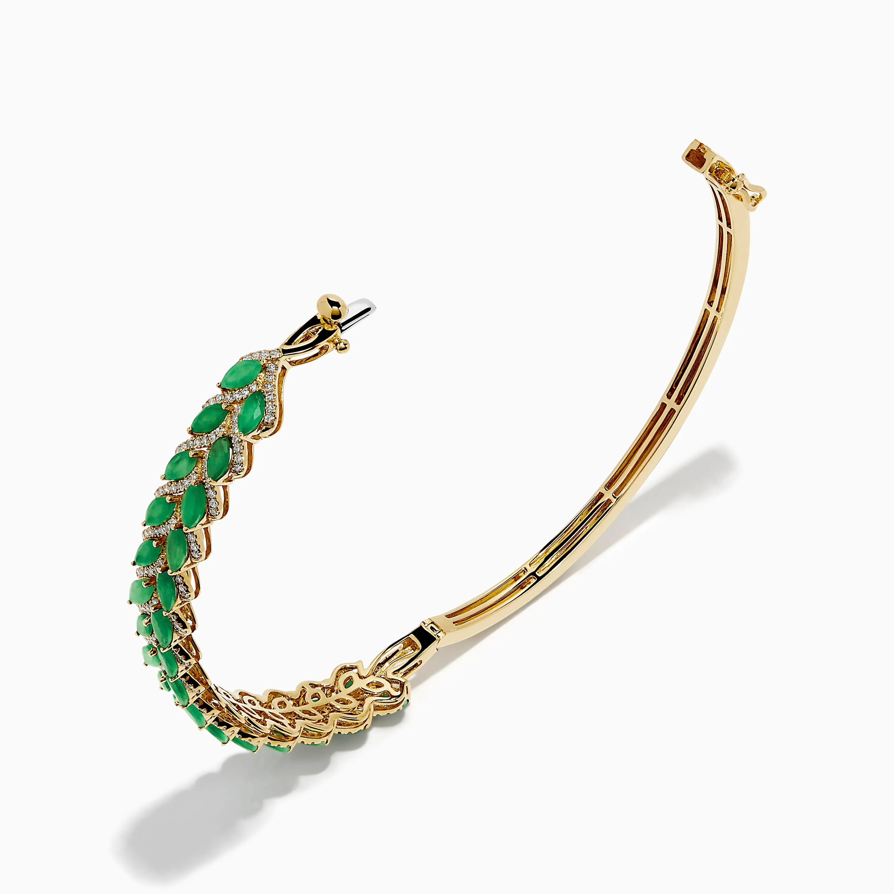 14K Yellow Gold Emerald and Diamond Marquise Leaf Bangle sold by Effy product image thumbnail 2