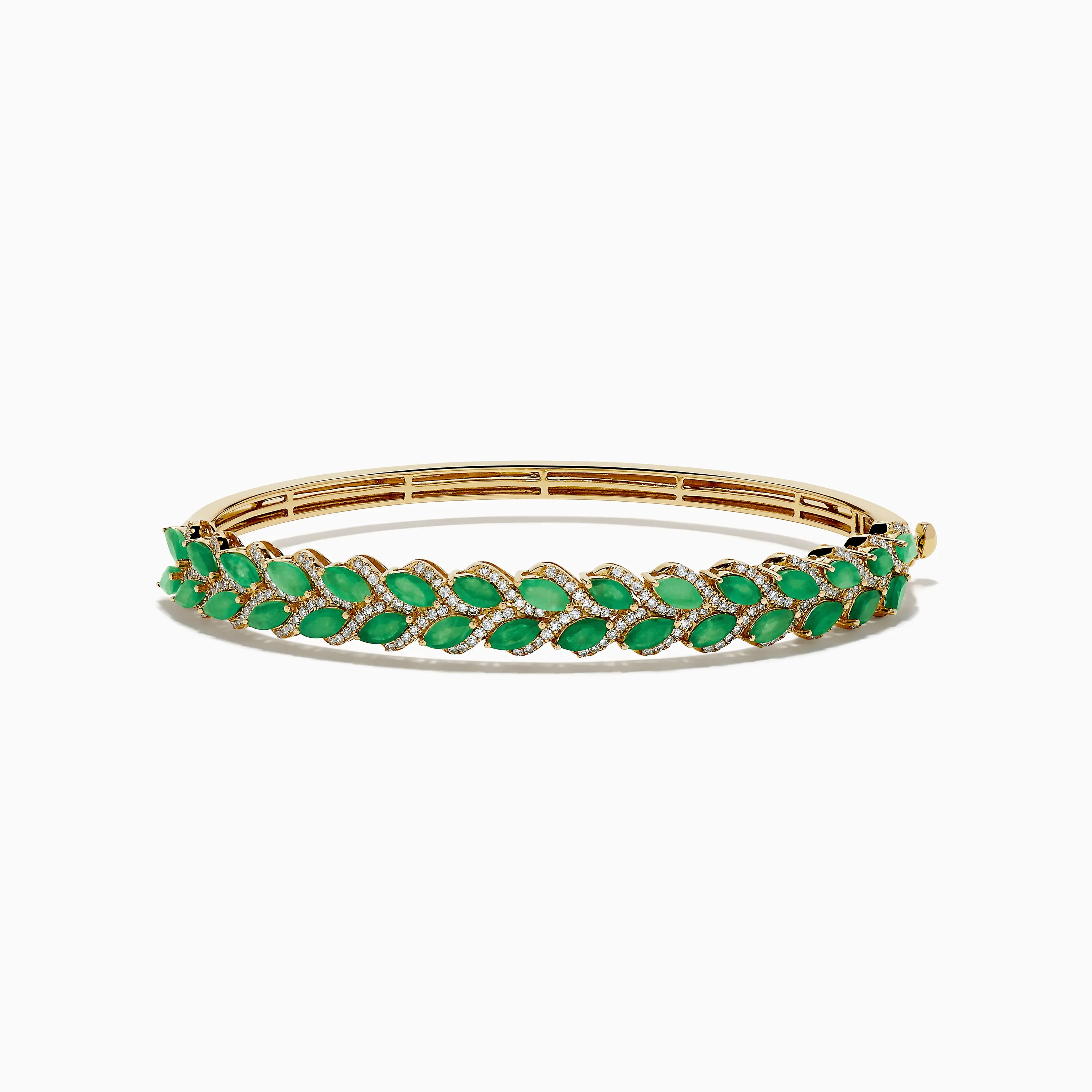14K Yellow Gold Emerald and Diamond Marquise Leaf Bangle sold by Effy