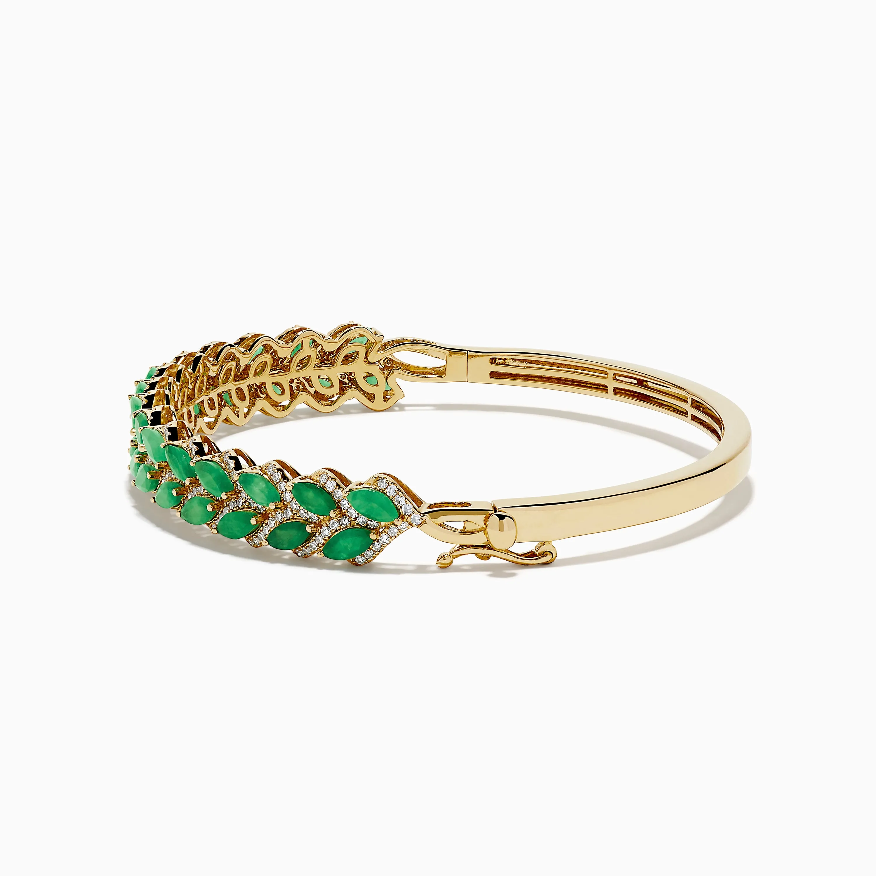 14K Yellow Gold Emerald and Diamond Marquise Leaf Bangle sold by Effy product image thumbnail 4