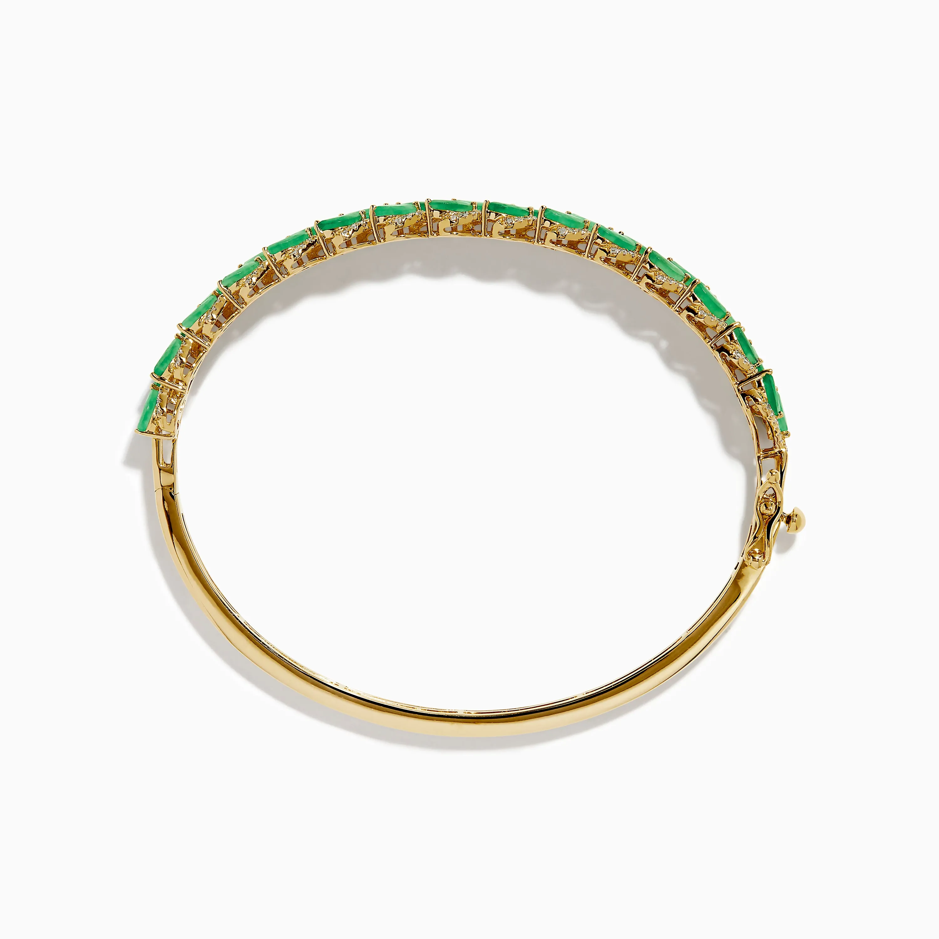 14K Yellow Gold Emerald and Diamond Marquise Leaf Bangle sold by Effy product image thumbnail 3