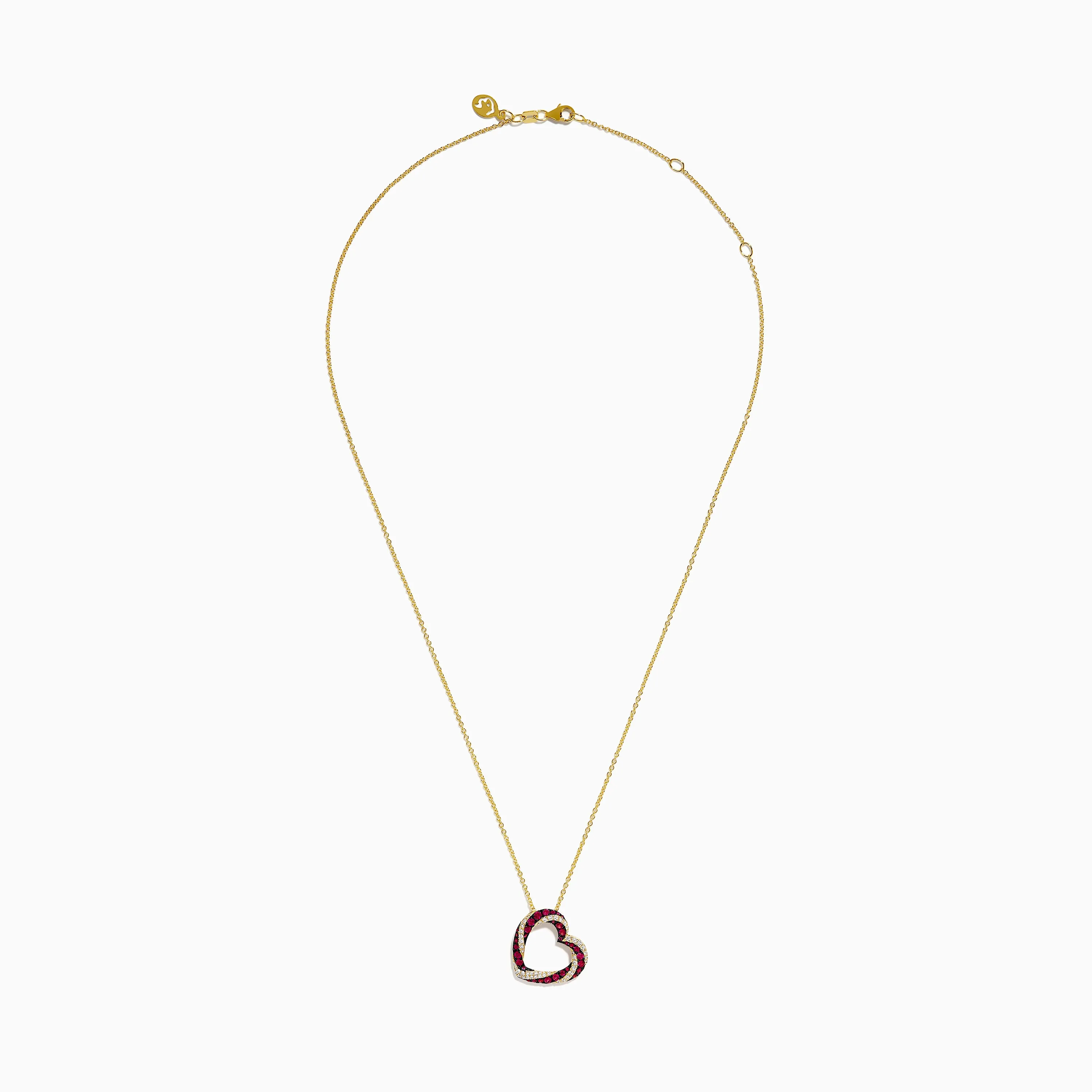 14K Yellow Gold Ruby and Diamond Pave Heart Pendant sold by Effy product image thumbnail 3