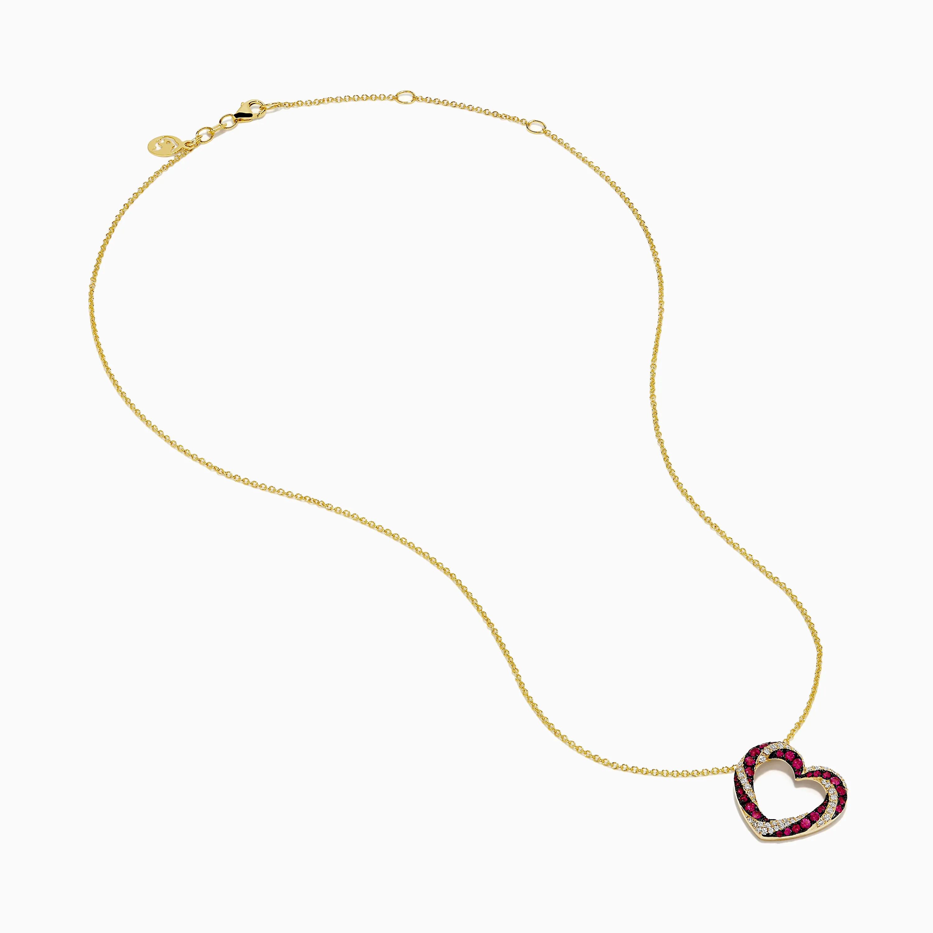 14K Yellow Gold Ruby and Diamond Pave Heart Pendant sold by Effy product image thumbnail 2