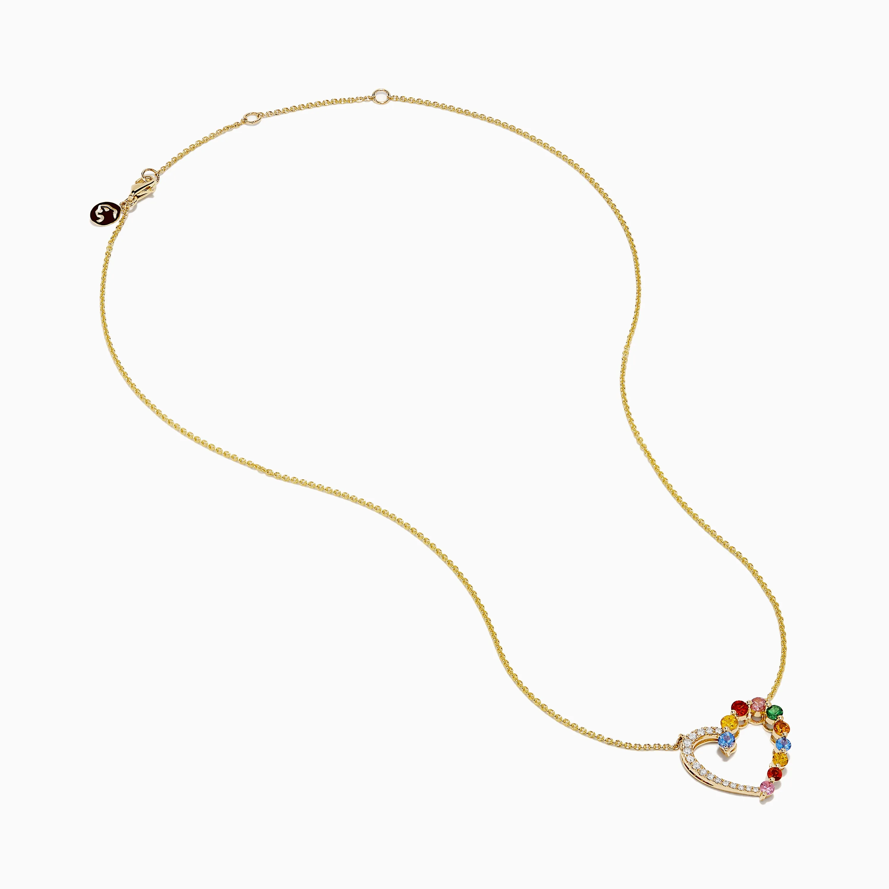 14K Yellow Gold Multi Sapphire and Diamond Open Heart Pendant sold by Effy product image thumbnail 2