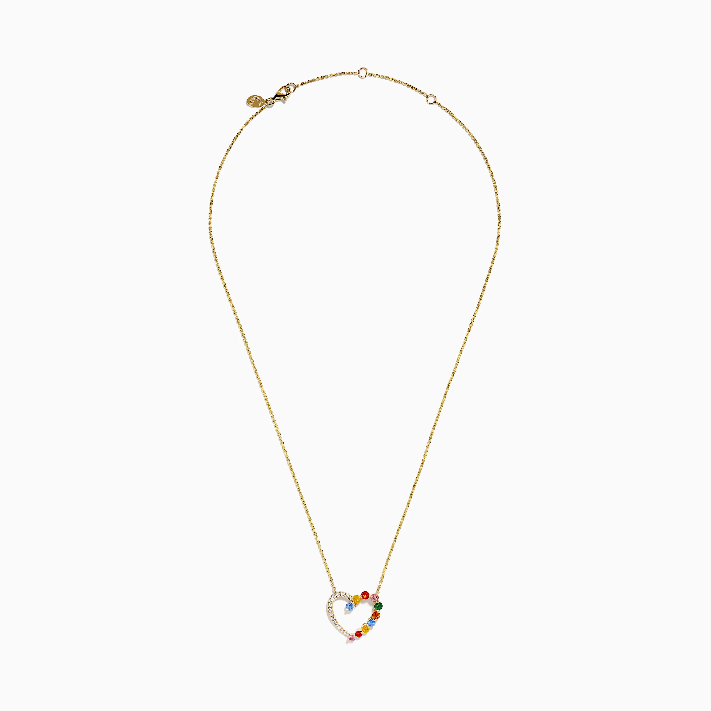 14K Yellow Gold Multi Sapphire and Diamond Open Heart Pendant sold by Effy product image thumbnail 3