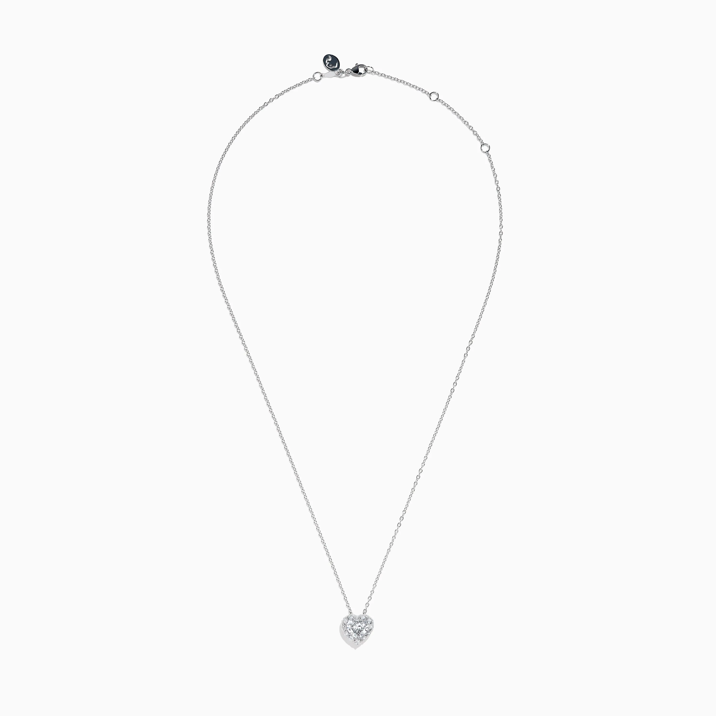Lab Grown Heart and Round Diamond Halo Pendant in 14K White Gold sold by Effy product image thumbnail 3