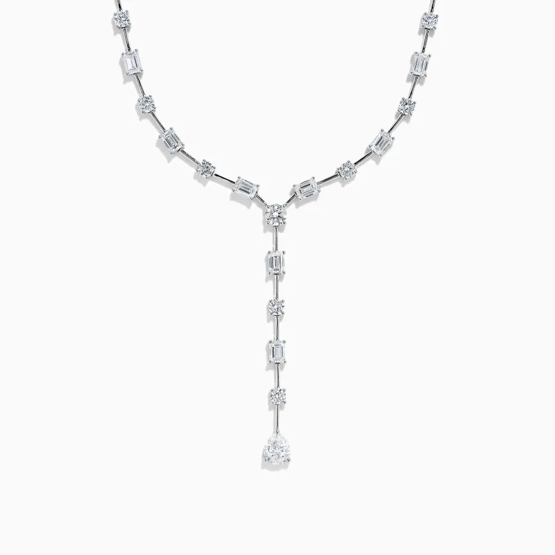 Lab Grown Diamond Lariat Tennis Necklace in 14K White Gold sold by Effy