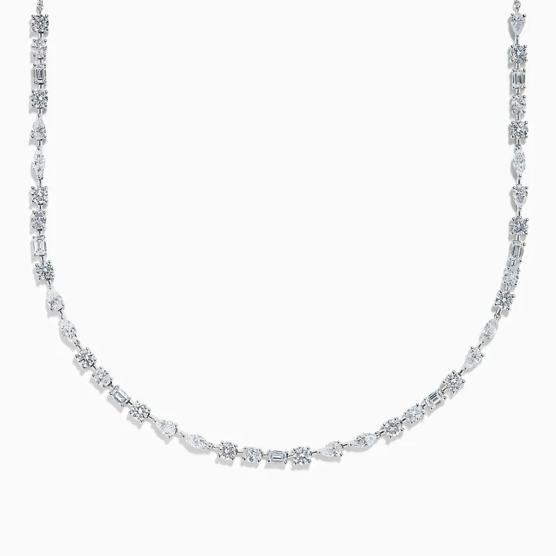 Lab Grown Multi Shape Diamond 7.25ct Tennis Necklace in 14K White Gold sold by Effy