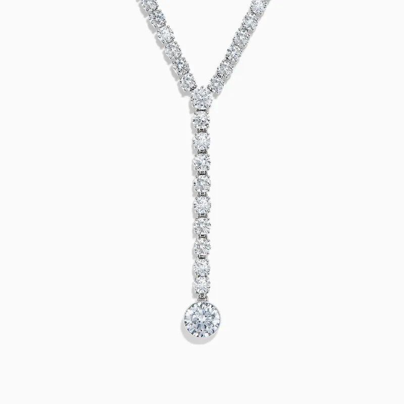 Lab Grown Round Diamond 8.97ct Lariat Necklace in 14K White Gold sold by Effy