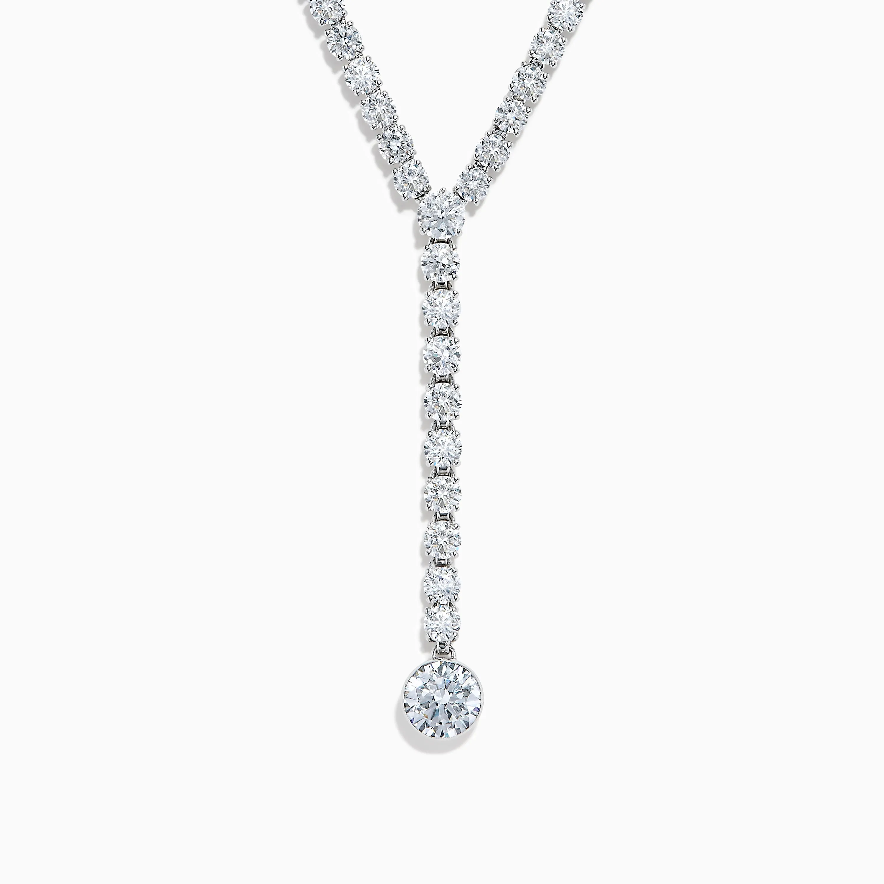 Lab Grown Round Diamond 8.97ct Lariat Necklace in 14K White Gold sold by Effy