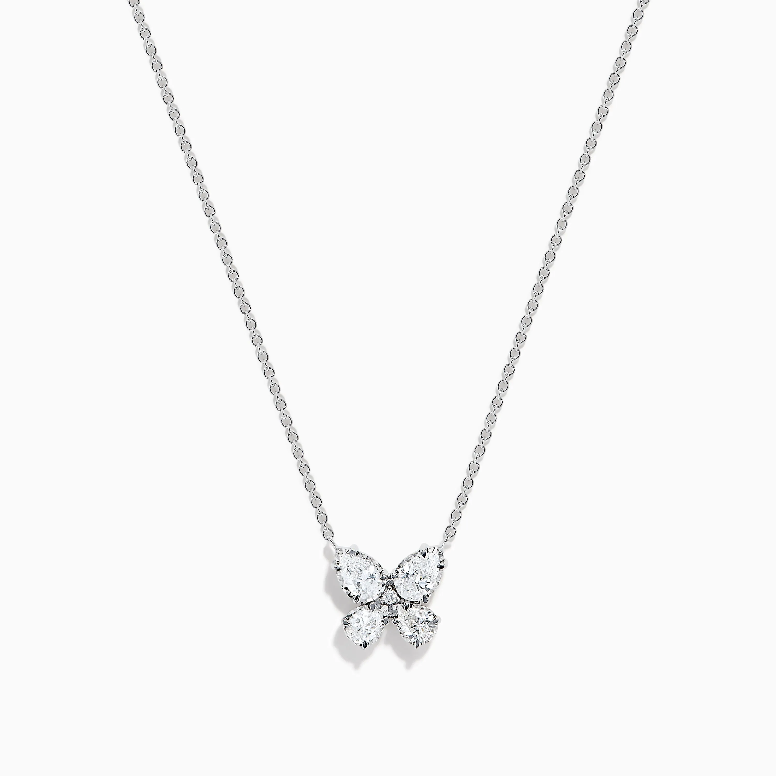 Lab Grown Pear and Round Diamond Butterfly Pendant in 14K White Gold sold by Effy