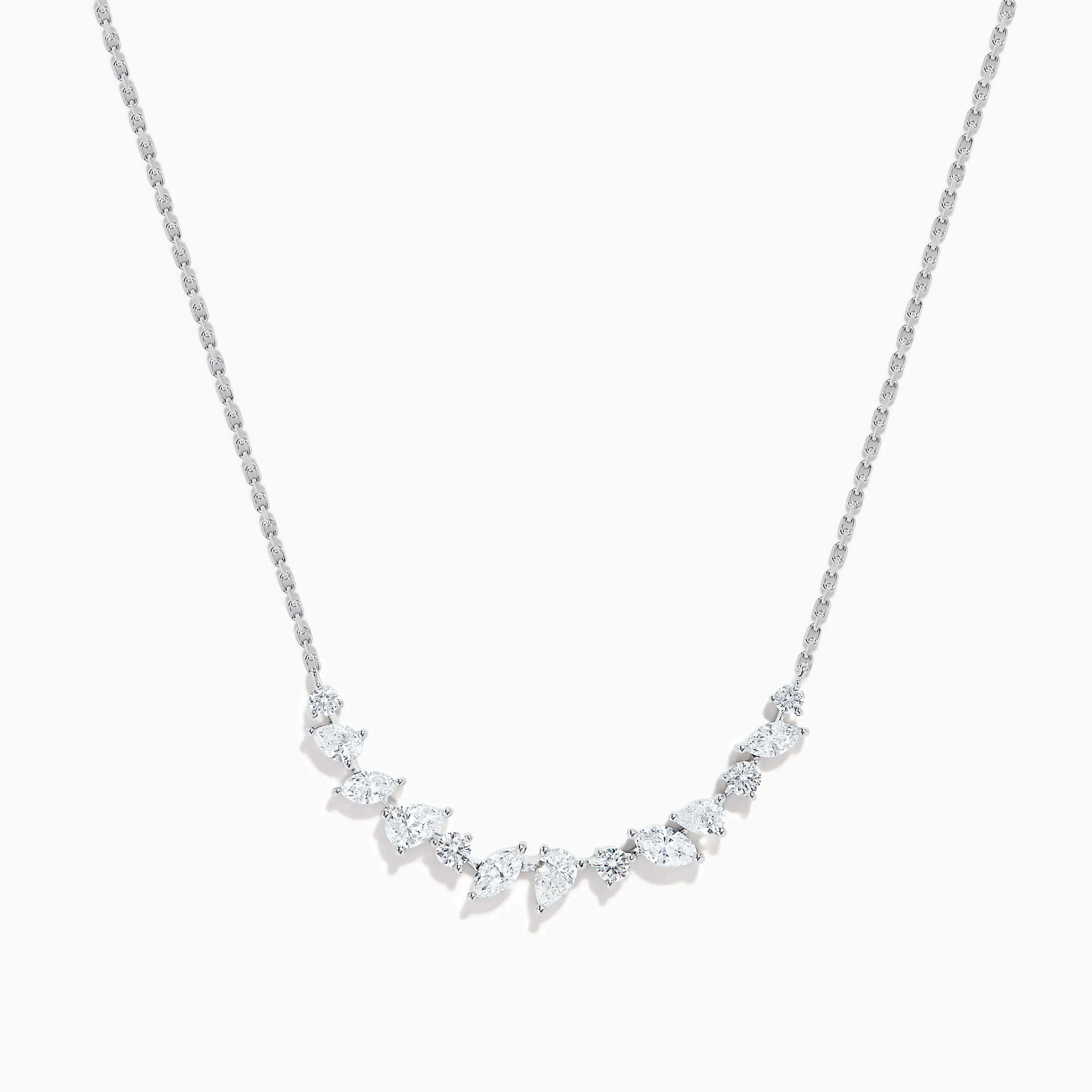 Lab Grown Multi Shape Diamond Collarbone Necklace in 14K White Gold sold by Effy