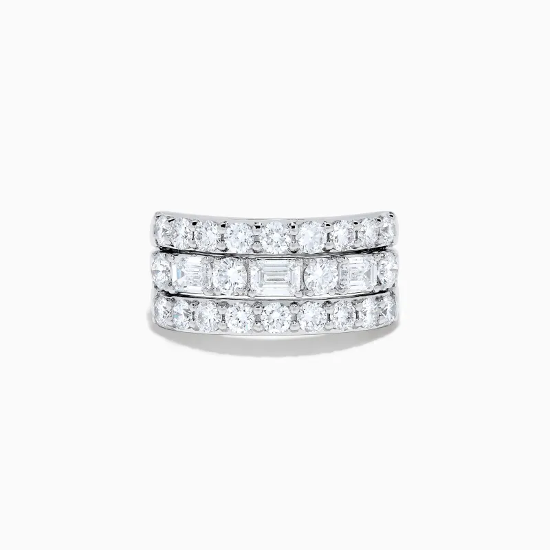 Lab Grown Multi Shape Diamond Wide Band in 14K White Gold sold by Effy
