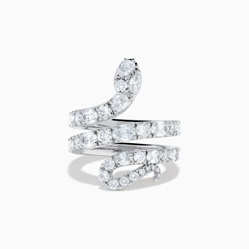Lab Grown Multi Shape Diamond Snake Wrap Around Ring in 14K White Gold sold by Effy