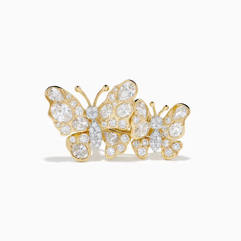 Lab Grown Multi Shape Diamond Butterfly Ring in 14K Yellow Gold sold by Effy