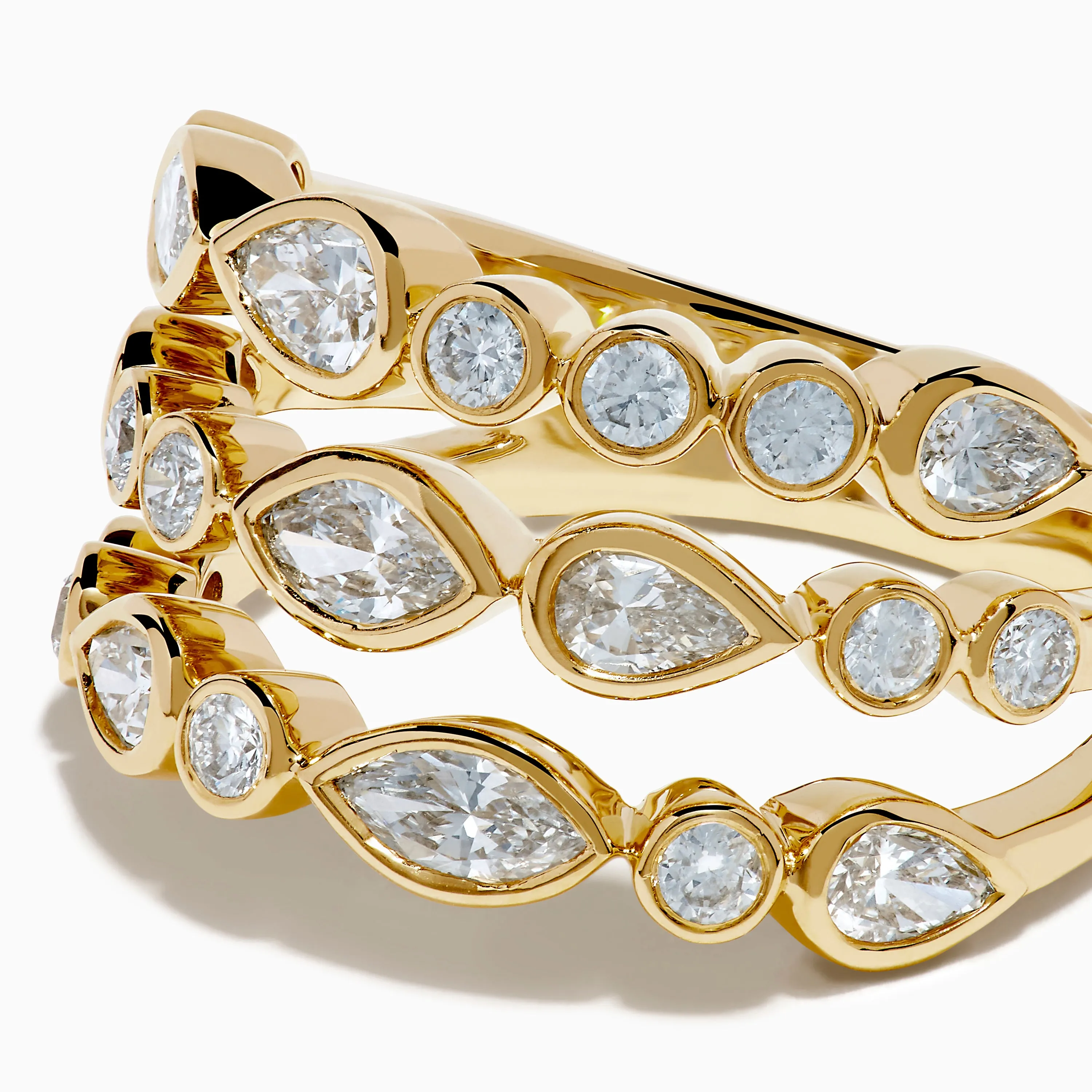 Lab Grown Multi Shape Diamond Triple Row Bezel Ring in 14K Yellow Gold sold by Effy product image thumbnail 2