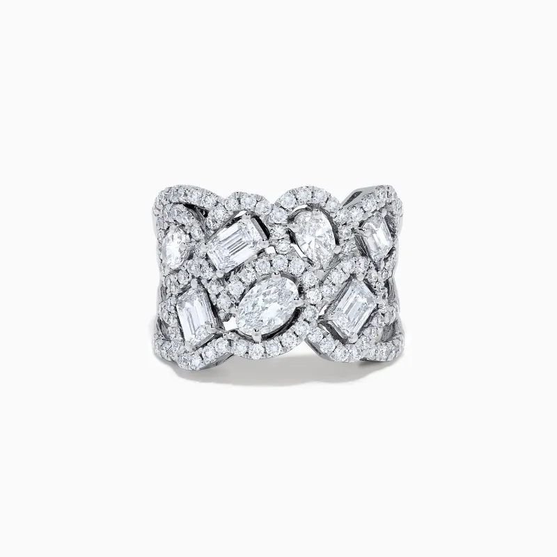 Lab Grown Multi Shape Diamond Wide Ring in 14K White Gold sold by Effy
