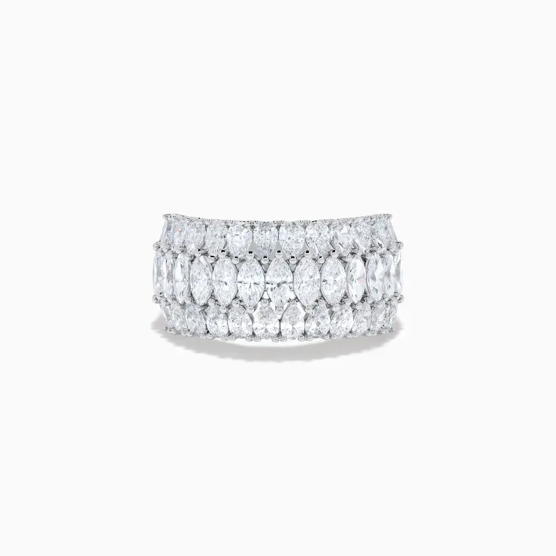 Lab Grown Pear and Marquise Diamond Wide Band Ring in 14K White Gold sold by Effy