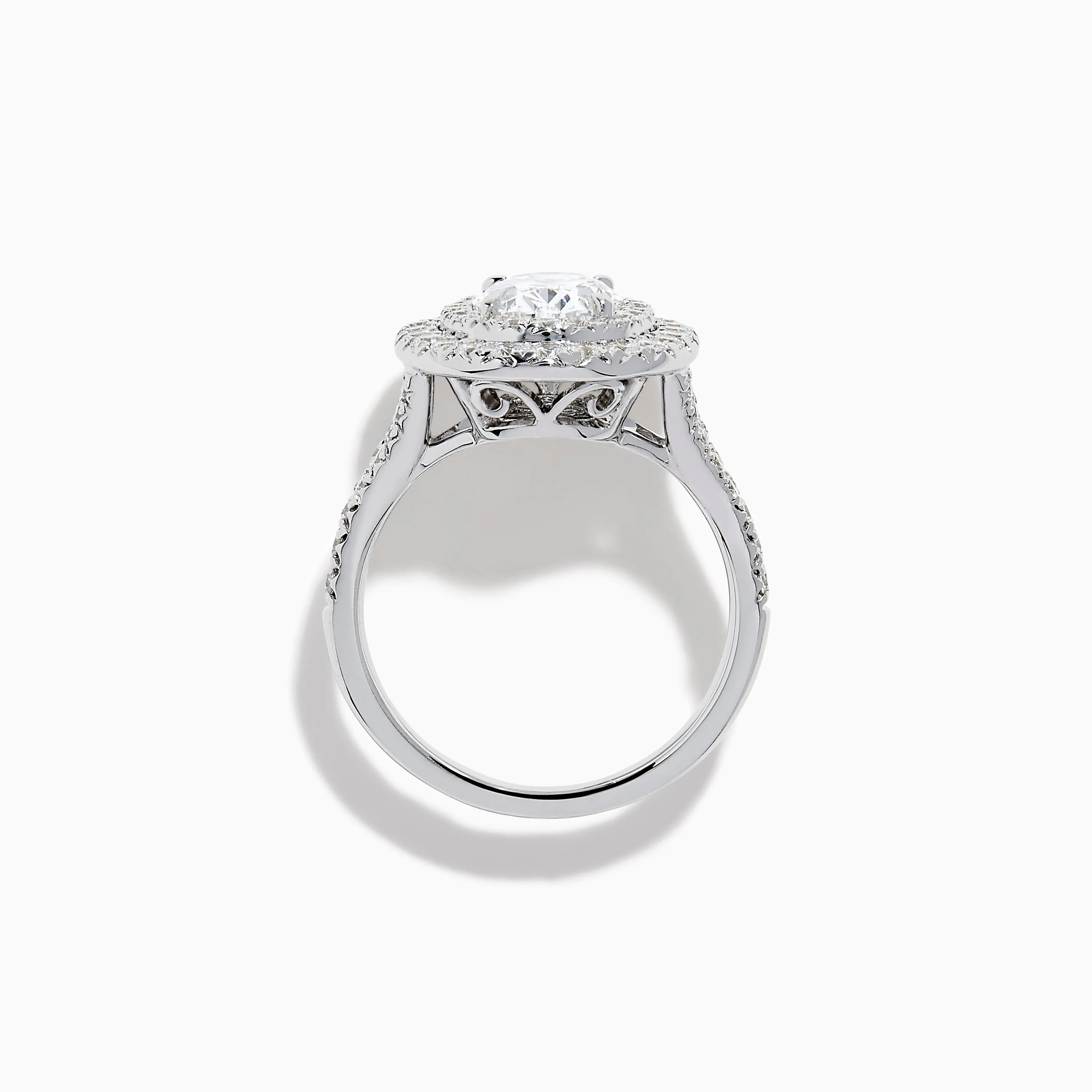 Lab Grown Oval Diamond Double Halo Ring in 14K White Gold sold by Effy product image thumbnail 3