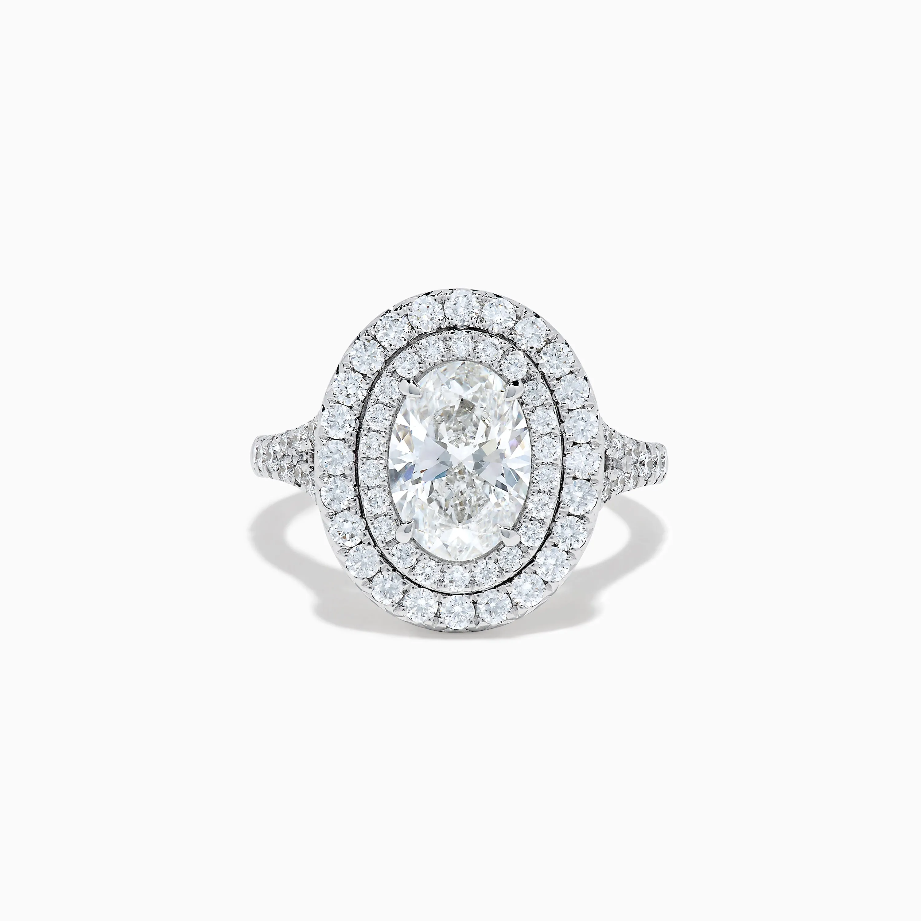 Lab Grown Oval Diamond Double Halo Ring in 14K White Gold sold by Effy