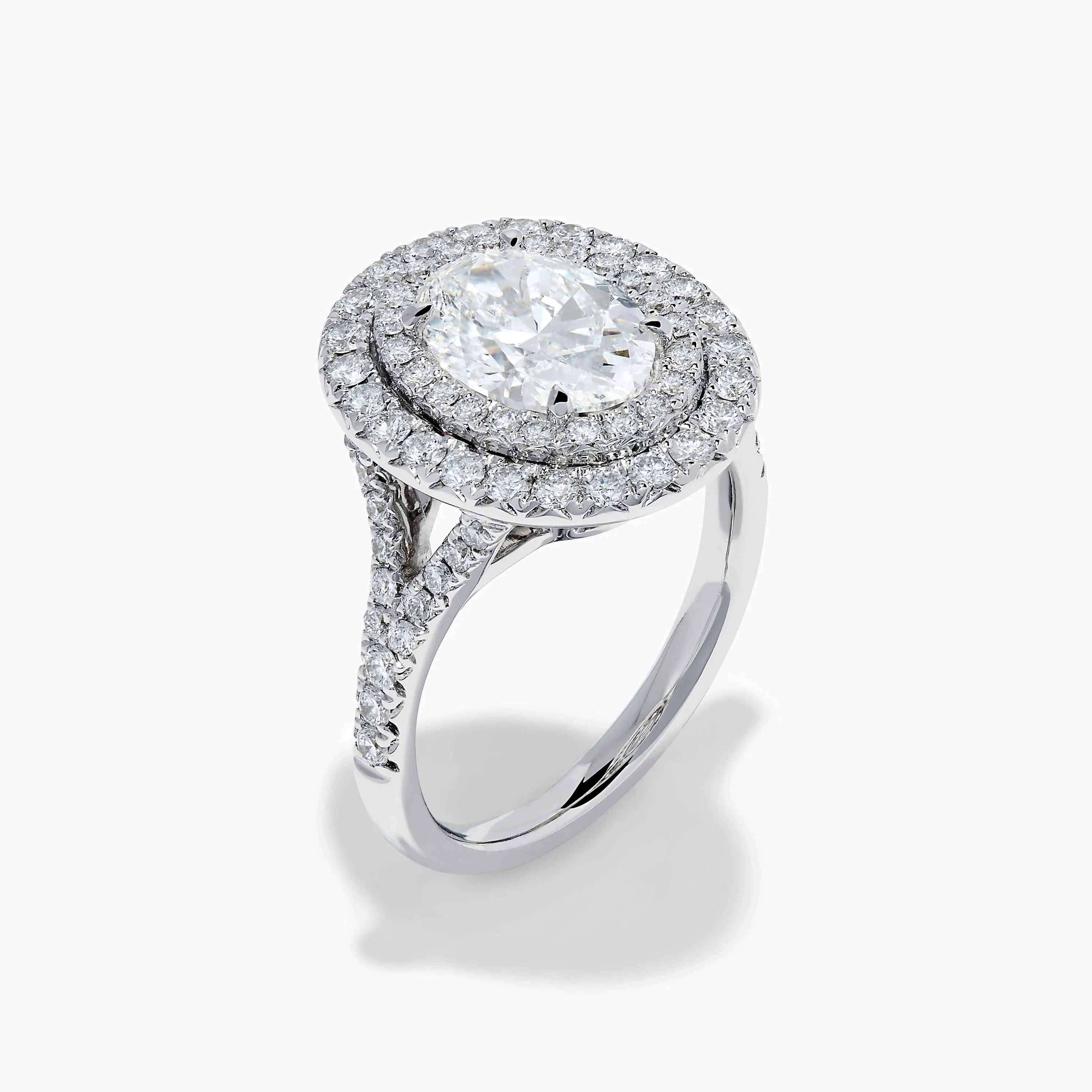 Lab Grown Oval Diamond Double Halo Ring in 14K White Gold sold by Effy product image thumbnail 4