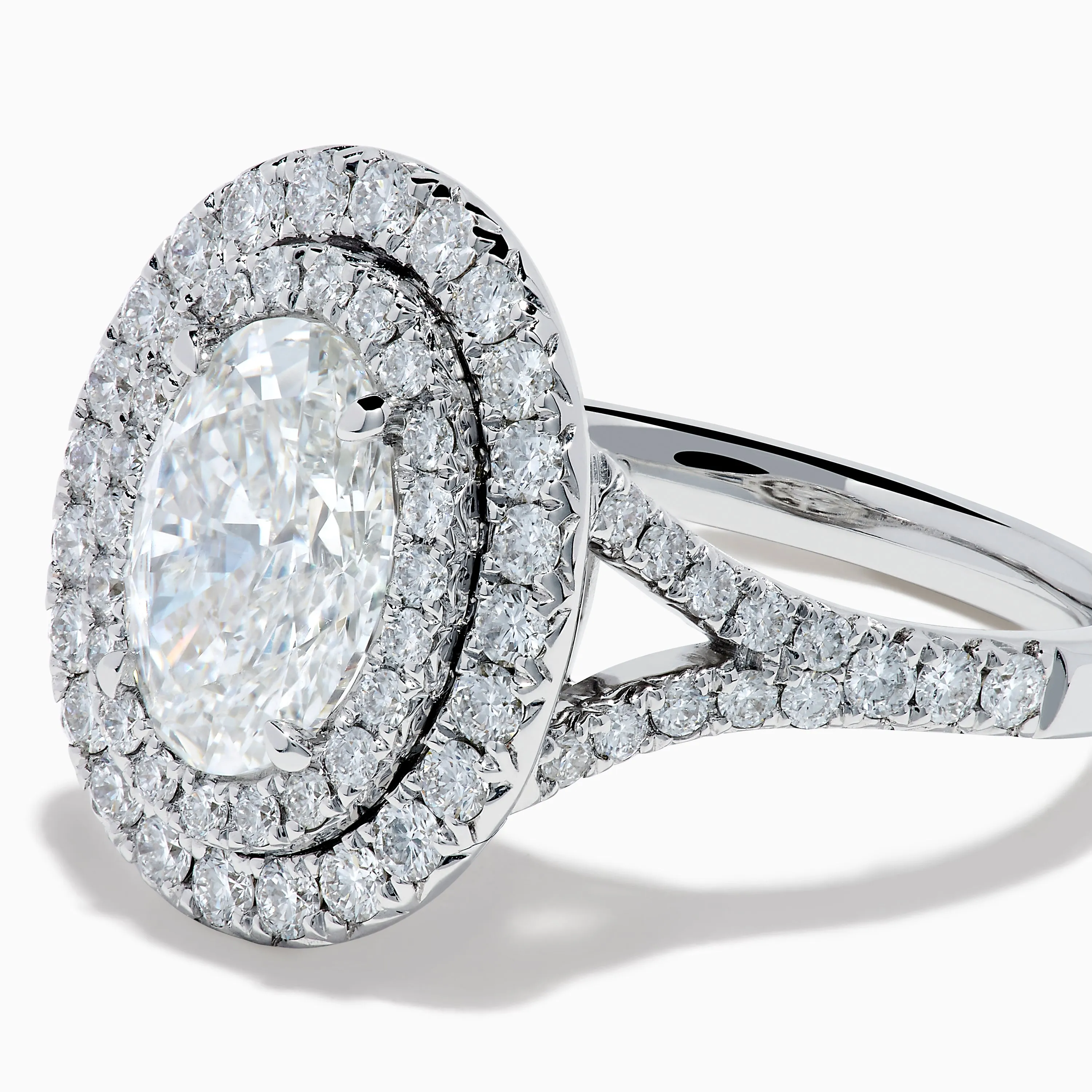 Lab Grown Oval Diamond Double Halo Ring in 14K White Gold sold by Effy product image thumbnail 2