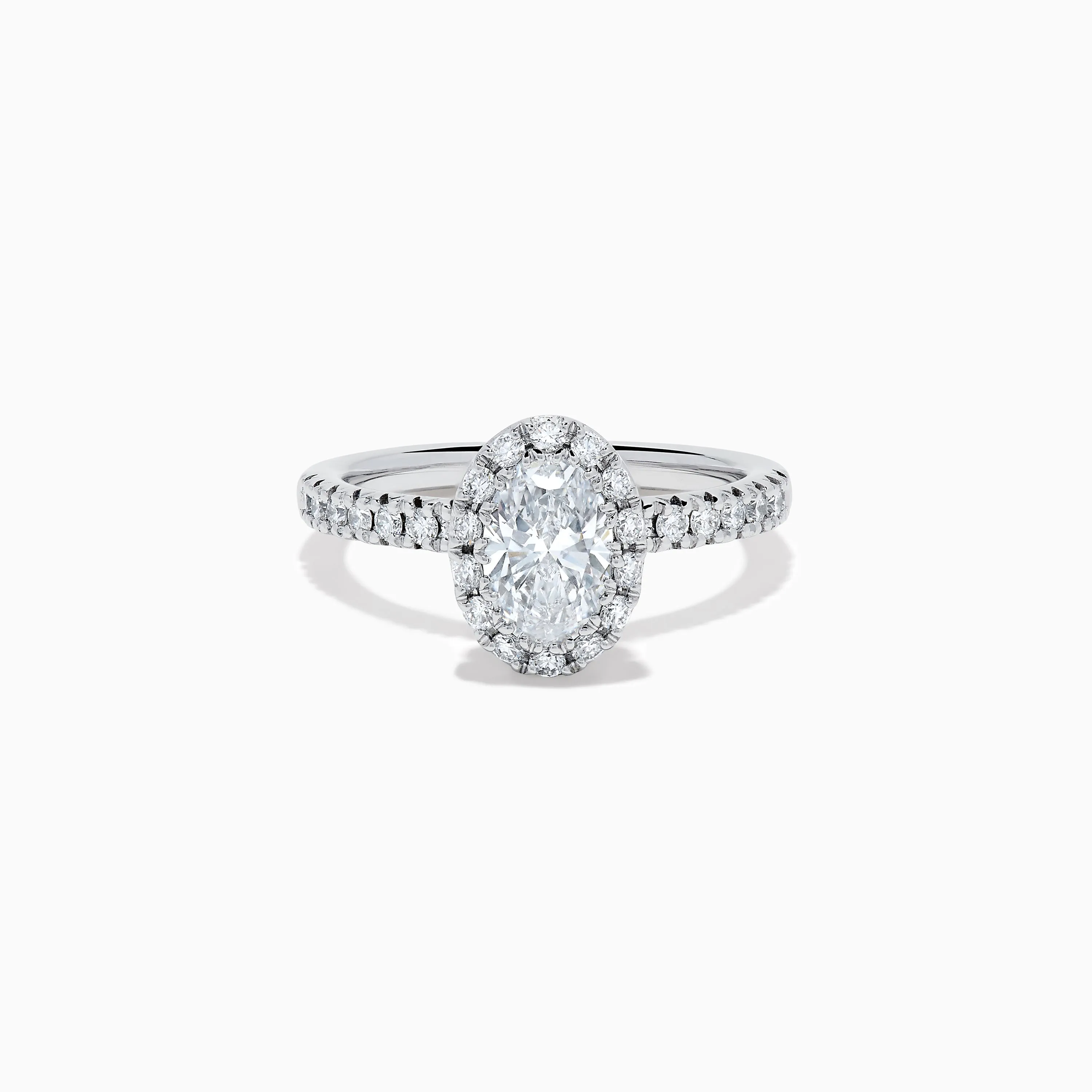 Lab Grown Oval Diamond Halo and Hidden Halo Ring in 14K White Gold sold by Effy