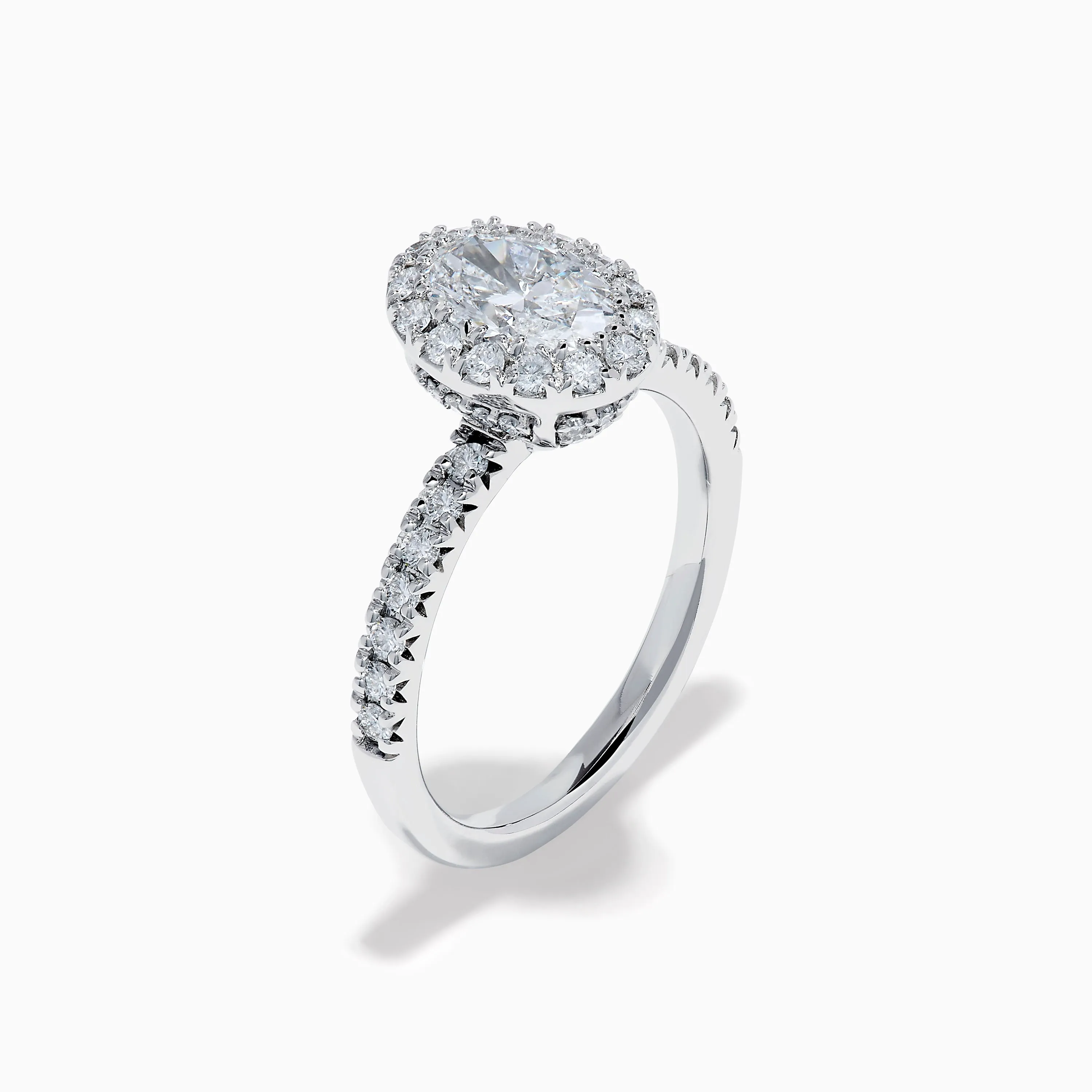 Lab Grown Oval Diamond Halo and Hidden Halo Ring in 14K White Gold sold by Effy product image thumbnail 4