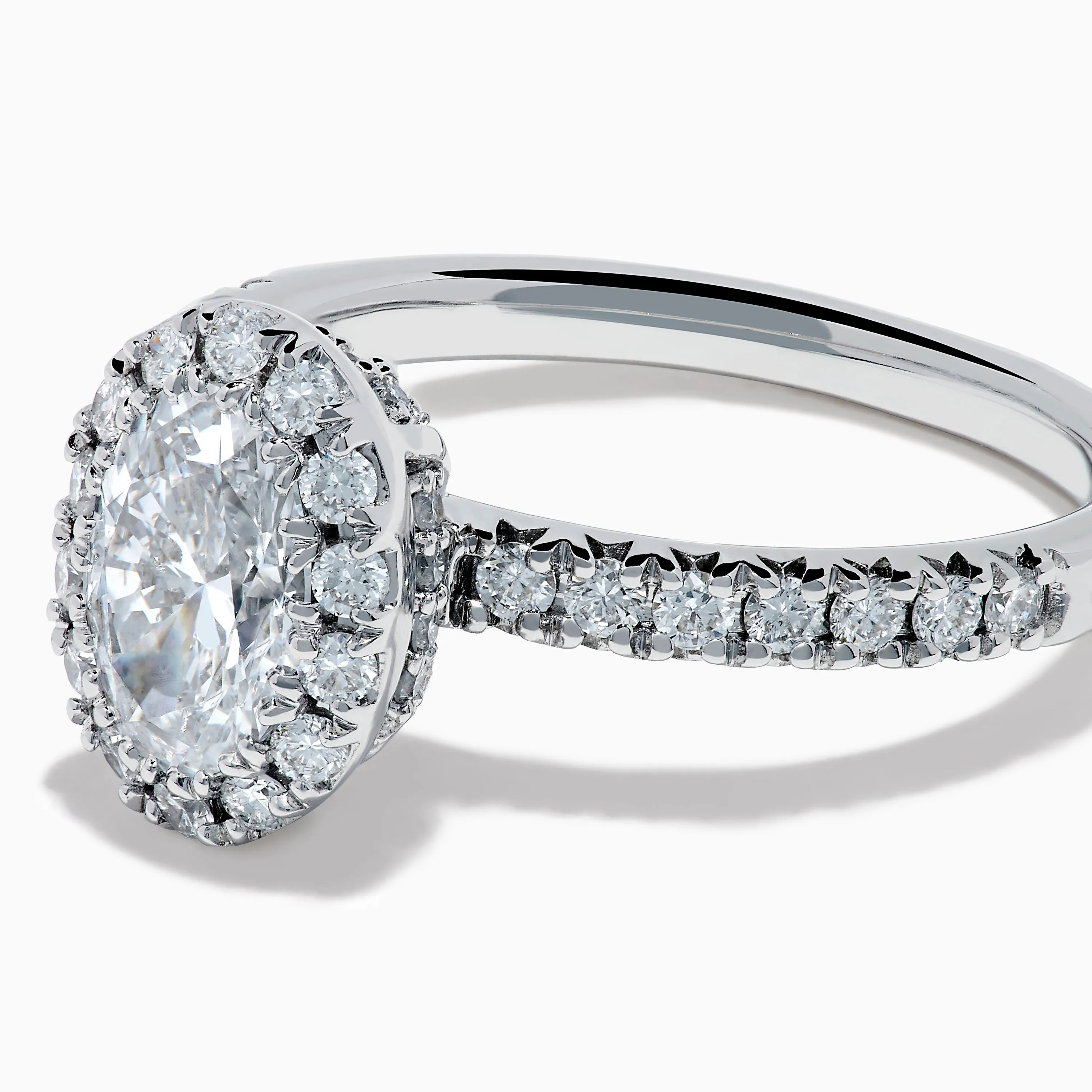 Lab Grown Oval Diamond Halo and Hidden Halo Ring in 14K White Gold sold by Effy product image thumbnail 2