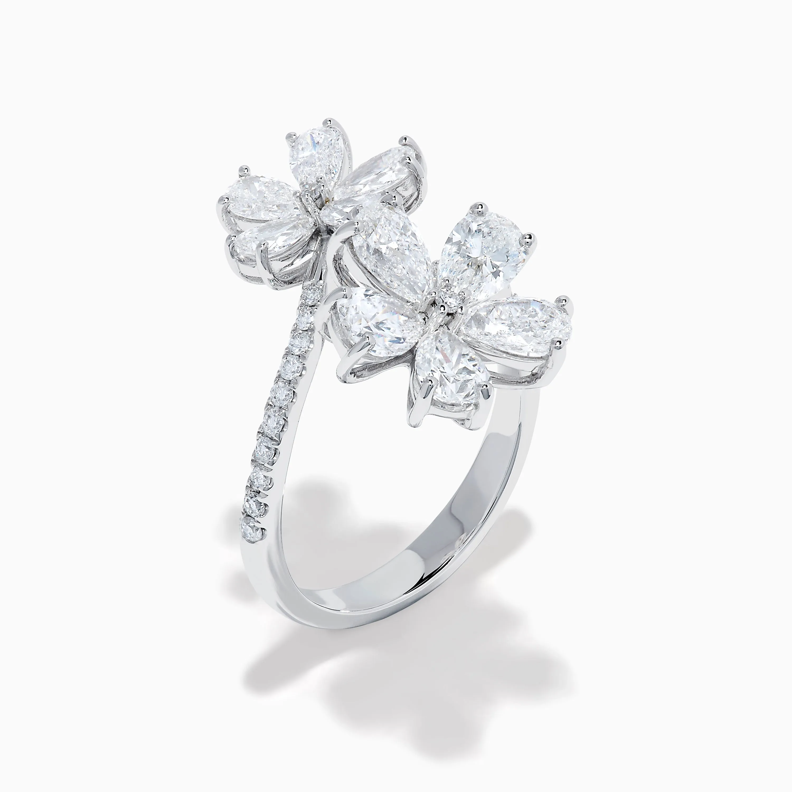 Lab Grown Pear and Round Diamond 2.75ct Flower Bypass Ring in 14K White Gold sold by Effy product image thumbnail 4