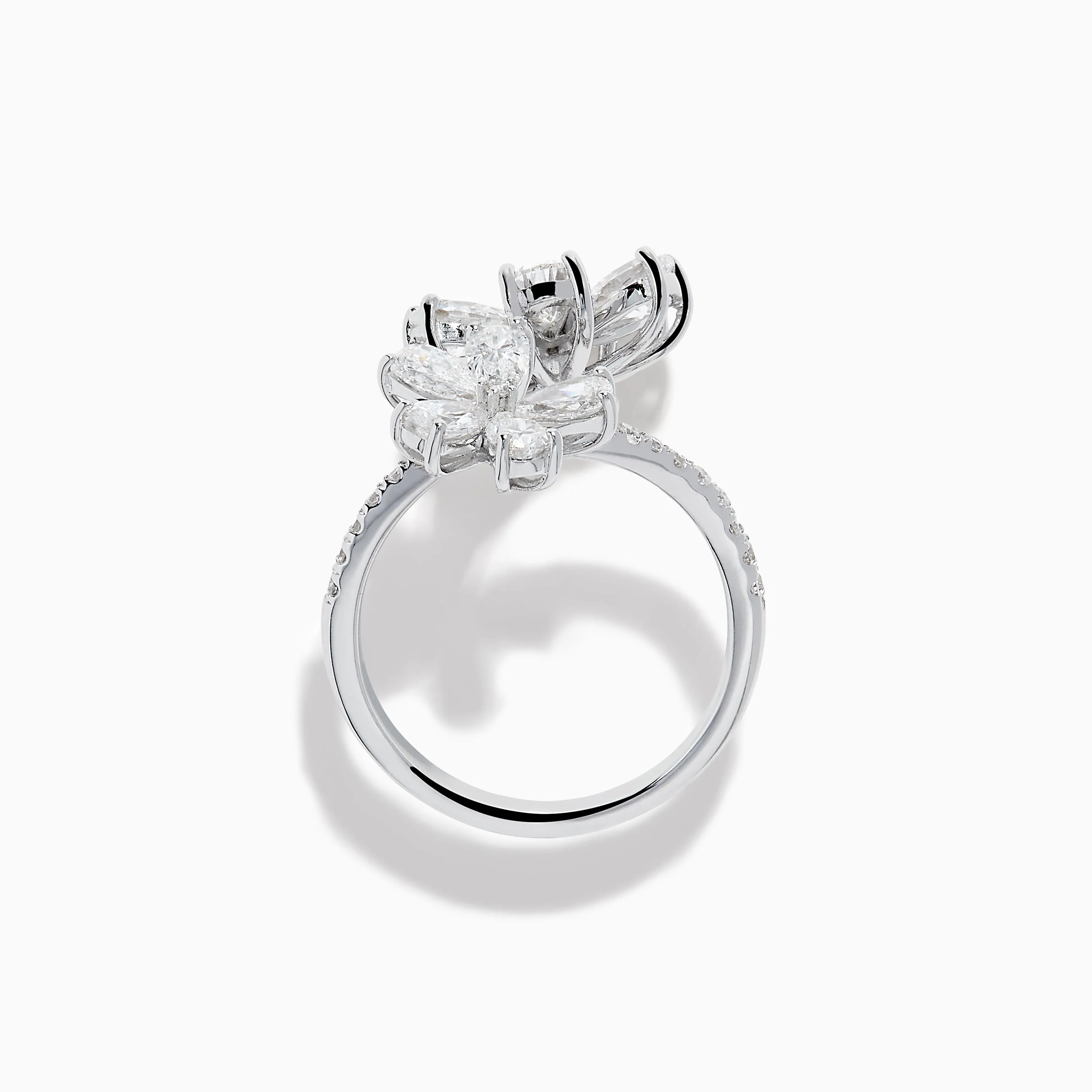 Lab Grown Pear and Round Diamond 2.75ct Flower Bypass Ring in 14K White Gold sold by Effy product image thumbnail 3