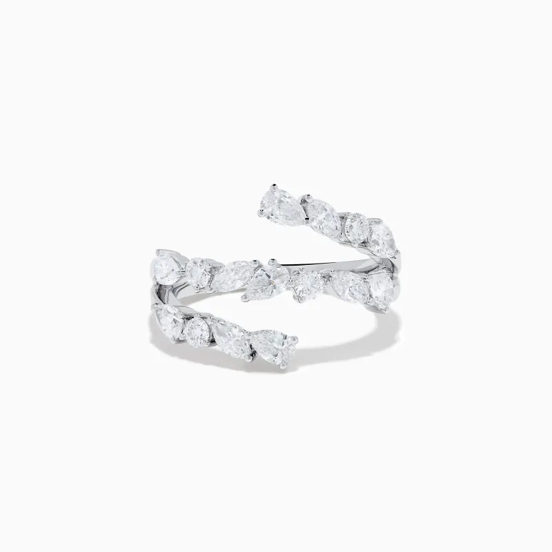 Lab Grown Multi Shaped Diamond 1.23ct Wrap Ring in 14K White Gold sold by Effy