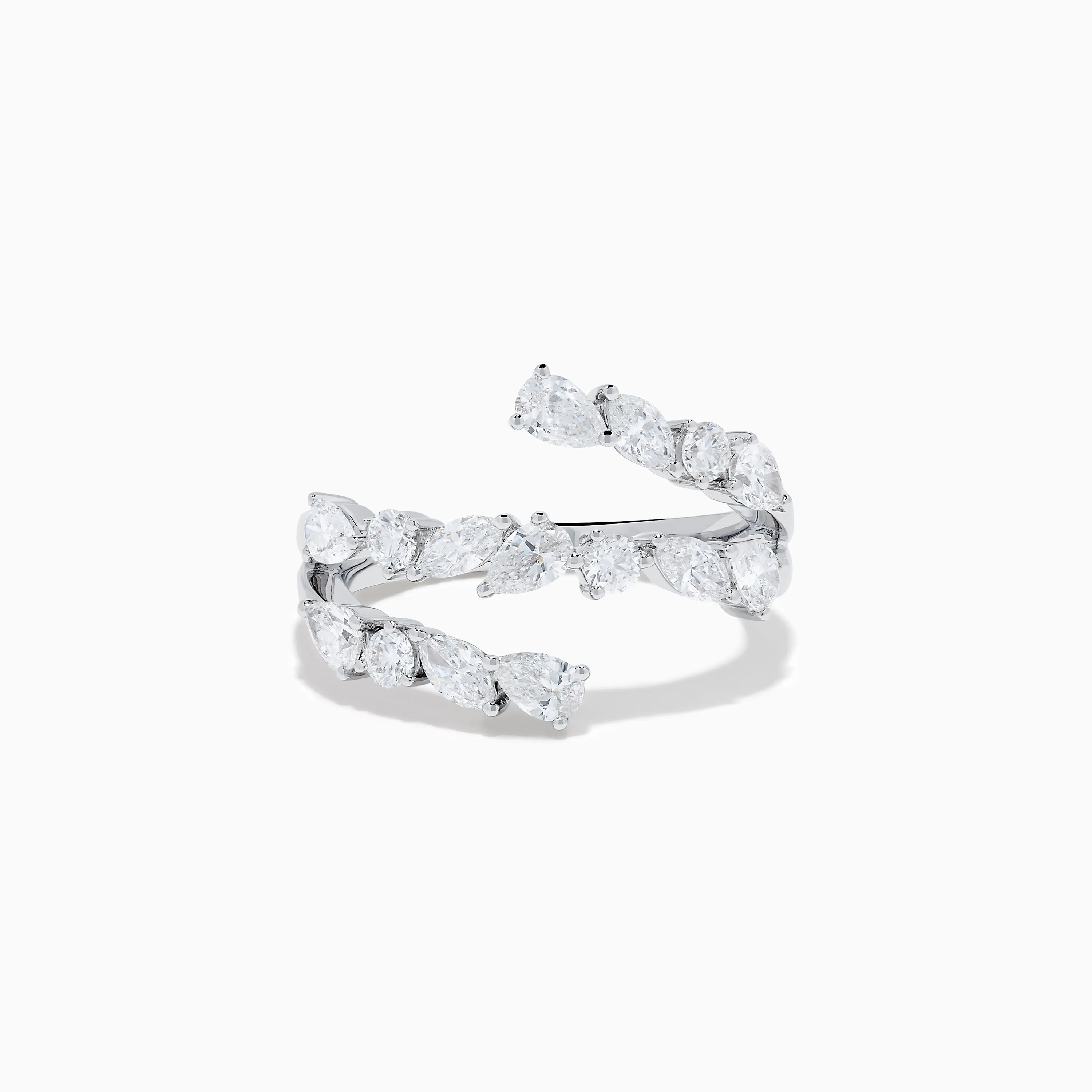 Lab Grown Multi Shaped Diamond 1.23ct Wrap Ring in 14K White Gold sold by Effy