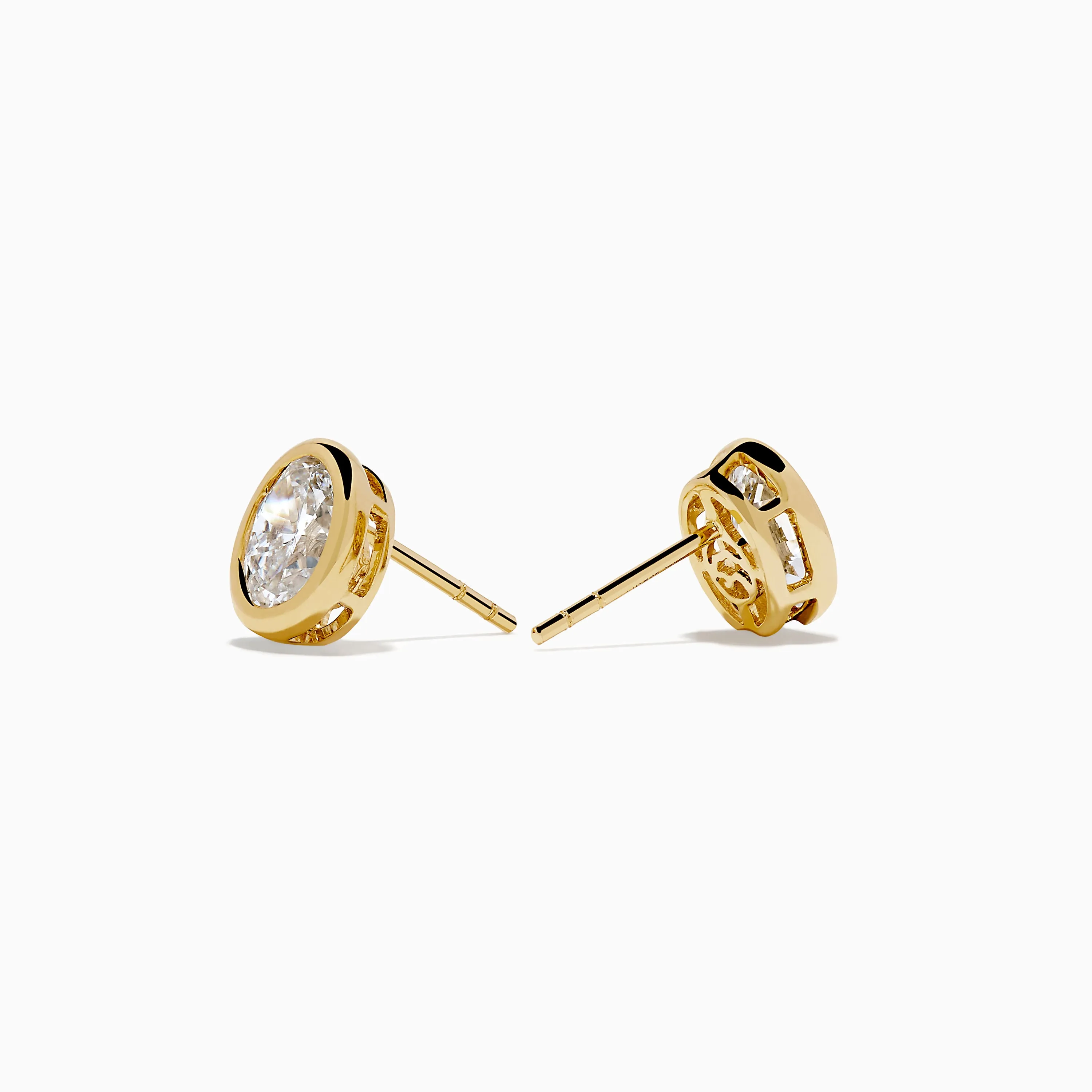 Lab Grown Oval Diamond 2.50ct Bezel Stud Earrings 14K Yellow Gold sold by Effy product image thumbnail 2