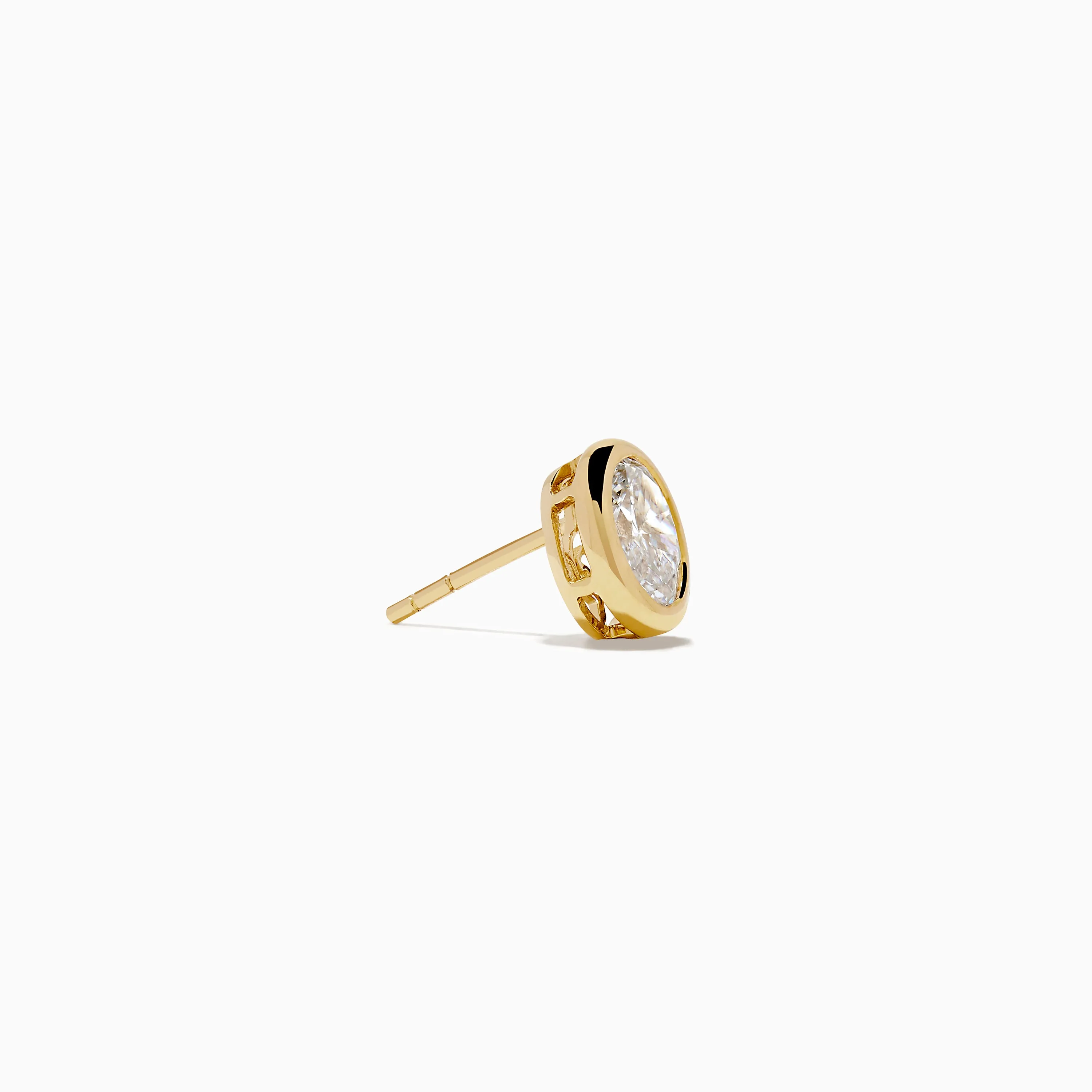 Lab Grown Oval Diamond 2.50ct Bezel Stud Earrings 14K Yellow Gold sold by Effy product image thumbnail 3