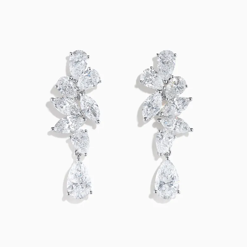 Lab Grown Pear and Marquise Diamond 3.61ct Dangle Earrings in 14K White Gold sold by Effy