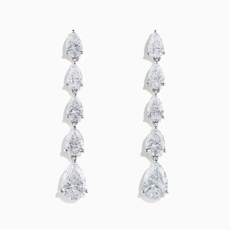 Lab Grown Pear Diamond 2.45ct Linear Drop Earrings in 14K White Gold sold by Effy