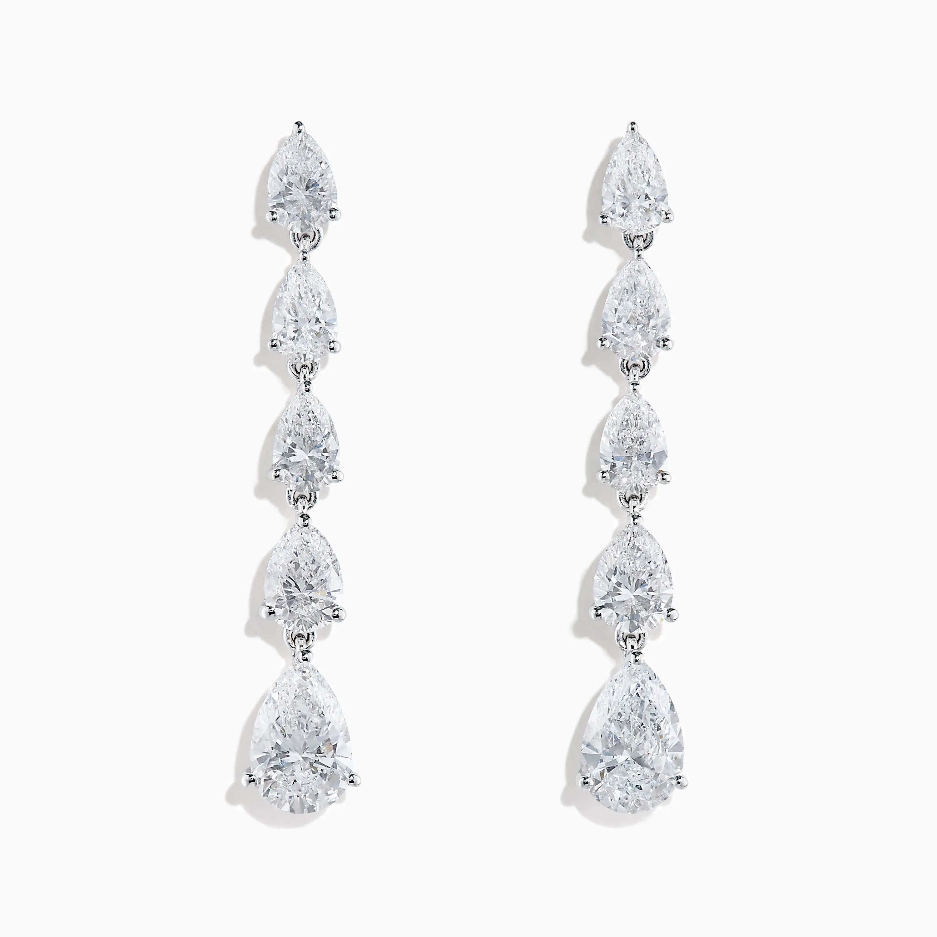 Lab Grown Pear Diamond 2.45ct Linear Drop Earrings in 14K White Gold sold by Effy