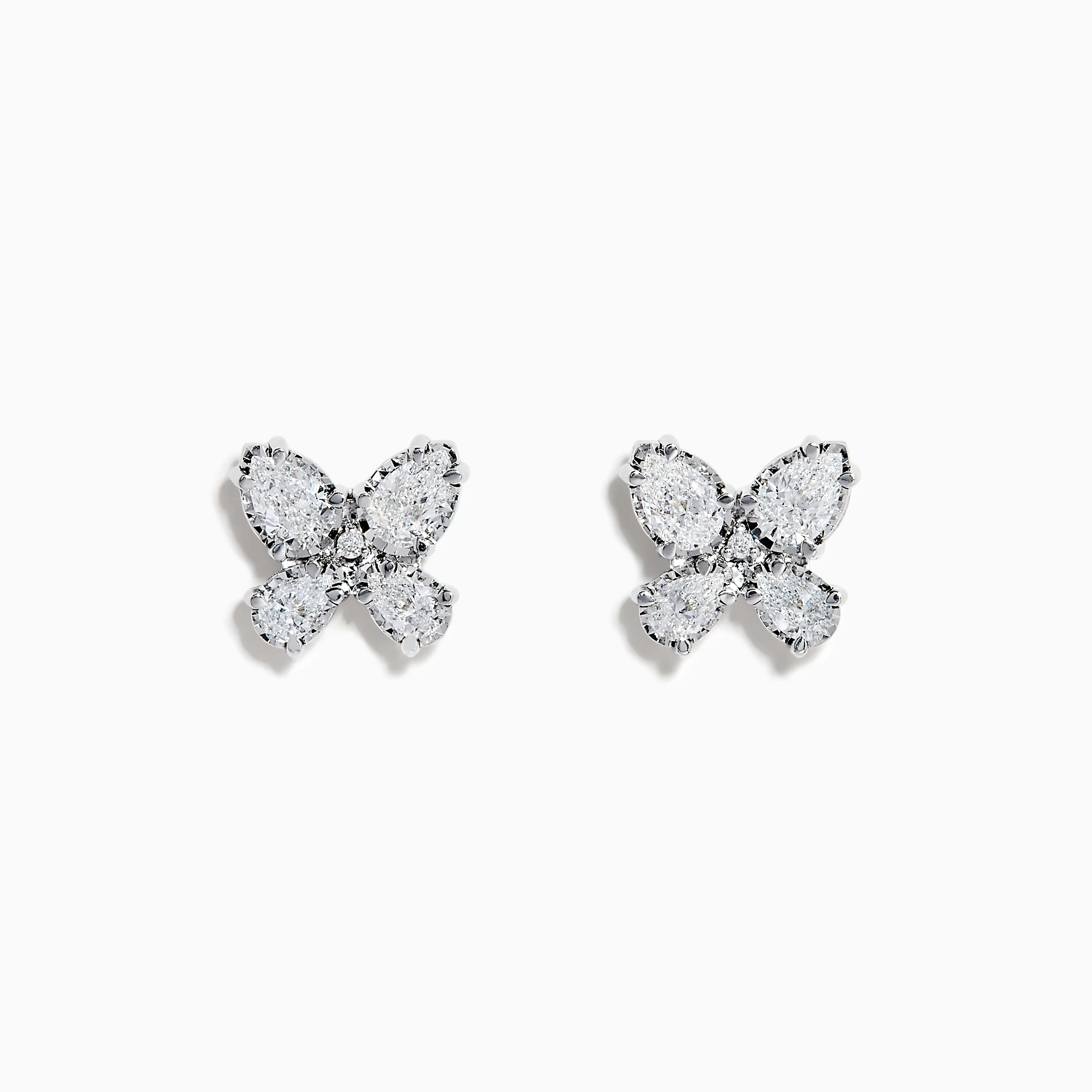 Lab Grown Pear and Round Diamond 1.23ct Butterfly Stud Earrings in 14K White Gold sold by Effy