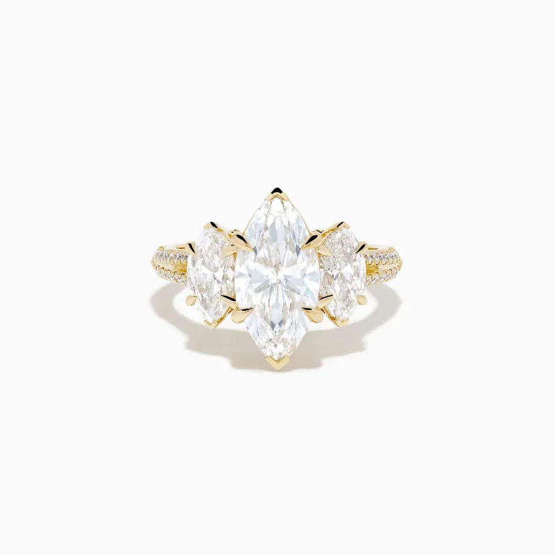 Lab Grown Marquise Diamond 3 Stone Ring in 14K Yellow Gold sold by Effy