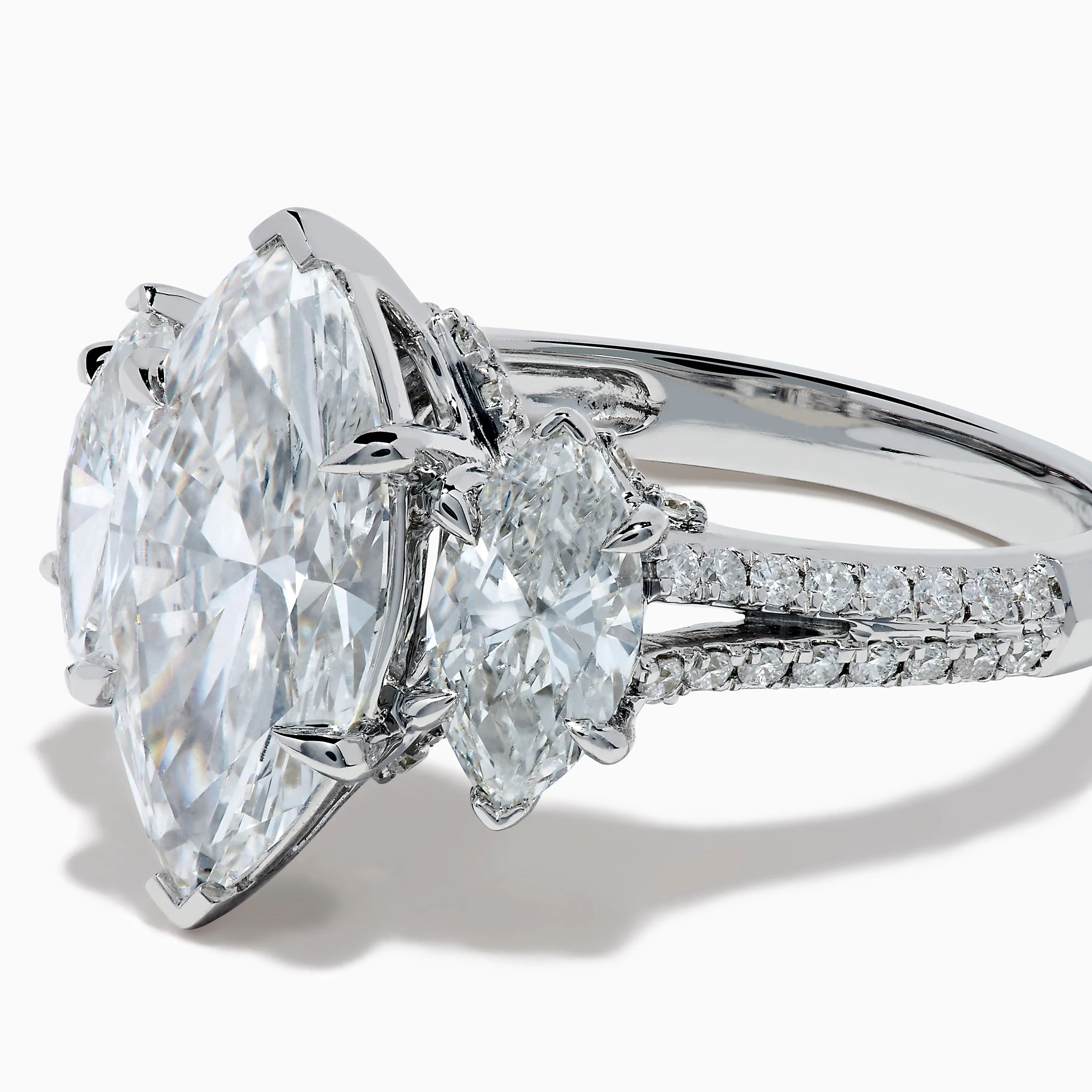 Lab Grown Marquise Diamond 3 Stone Ring in 14K White Gold sold by Effy product image thumbnail 2