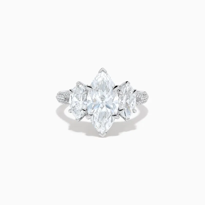 Lab Grown Marquise Diamond 3 Stone Ring in 14K White Gold sold by Effy