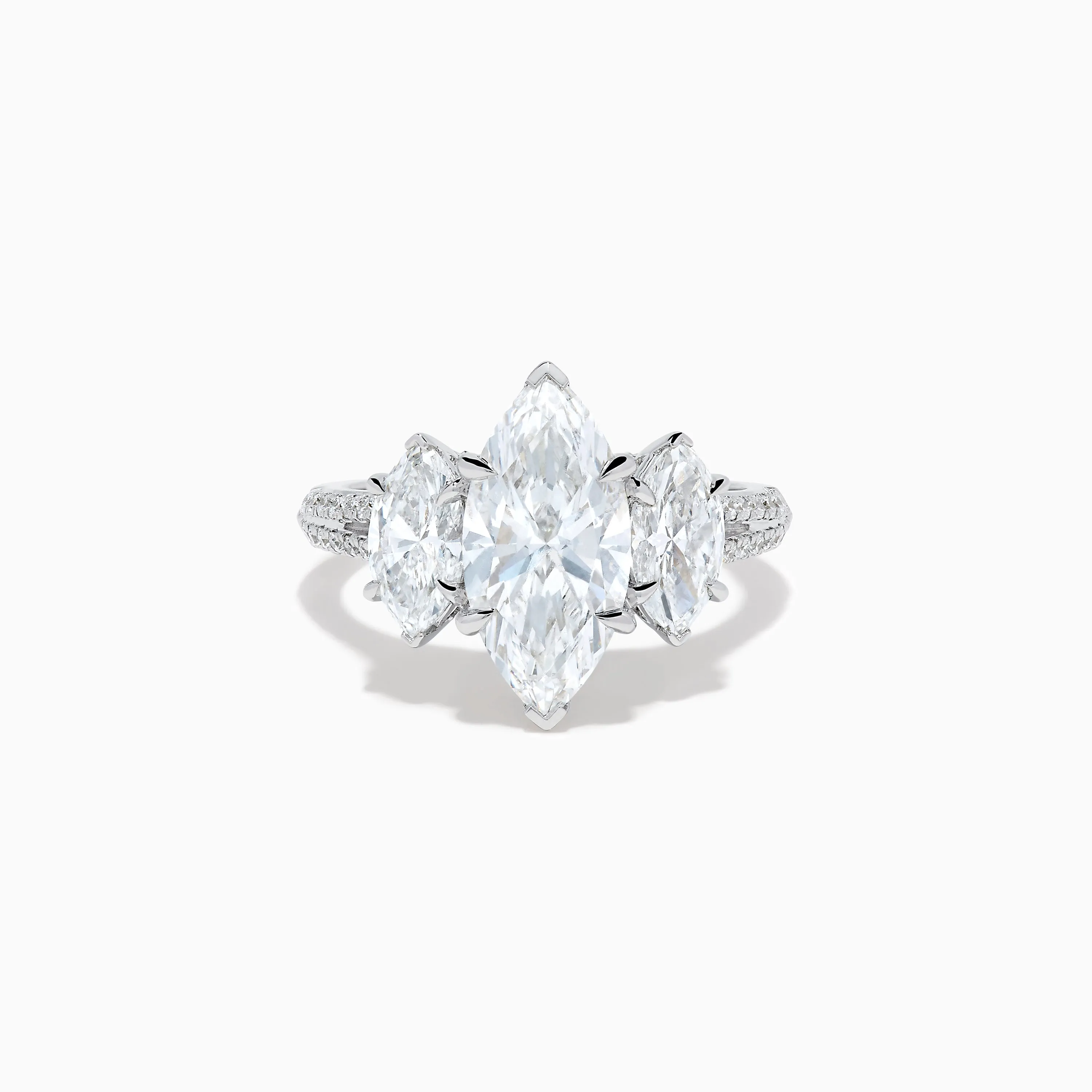 Lab Grown Marquise Diamond 3 Stone Ring in 14K White Gold sold by Effy