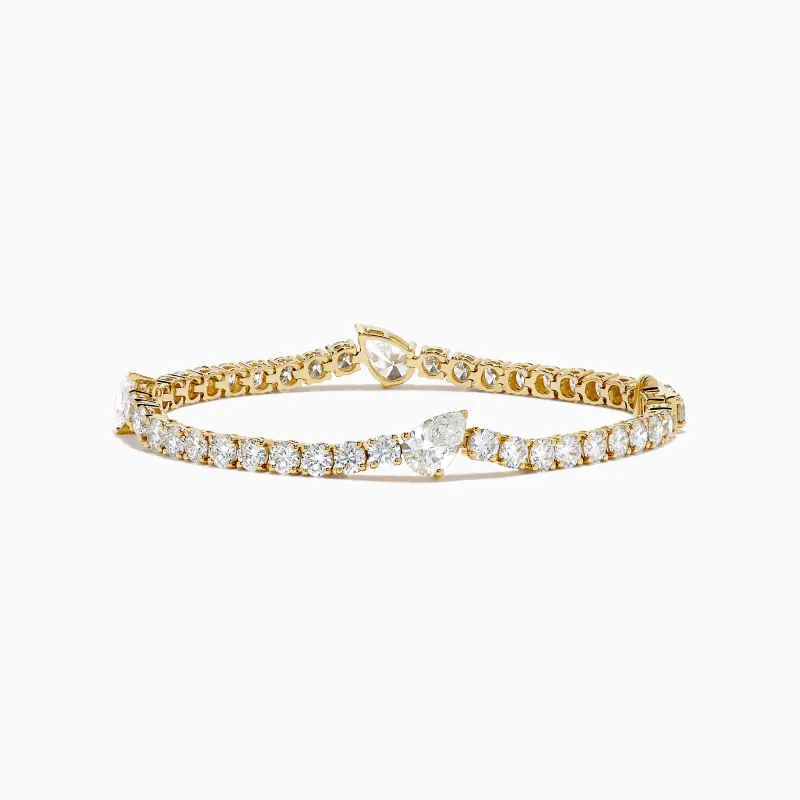Lab Grown Pear and Round Diamond 10.00ct Tennis Bracelet in 14K Yellow Gold sold by Effy