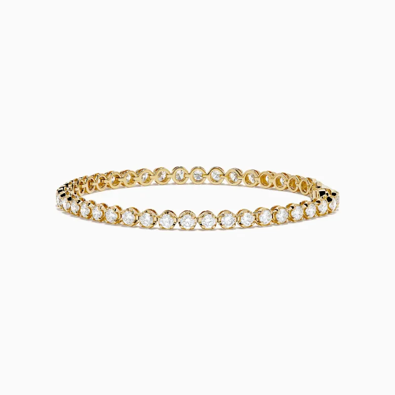 Lab Grown Round Diamond 5.00ct Cupcake Setting Tennis Bracelet in 14K Yellow Gold sold by Effy