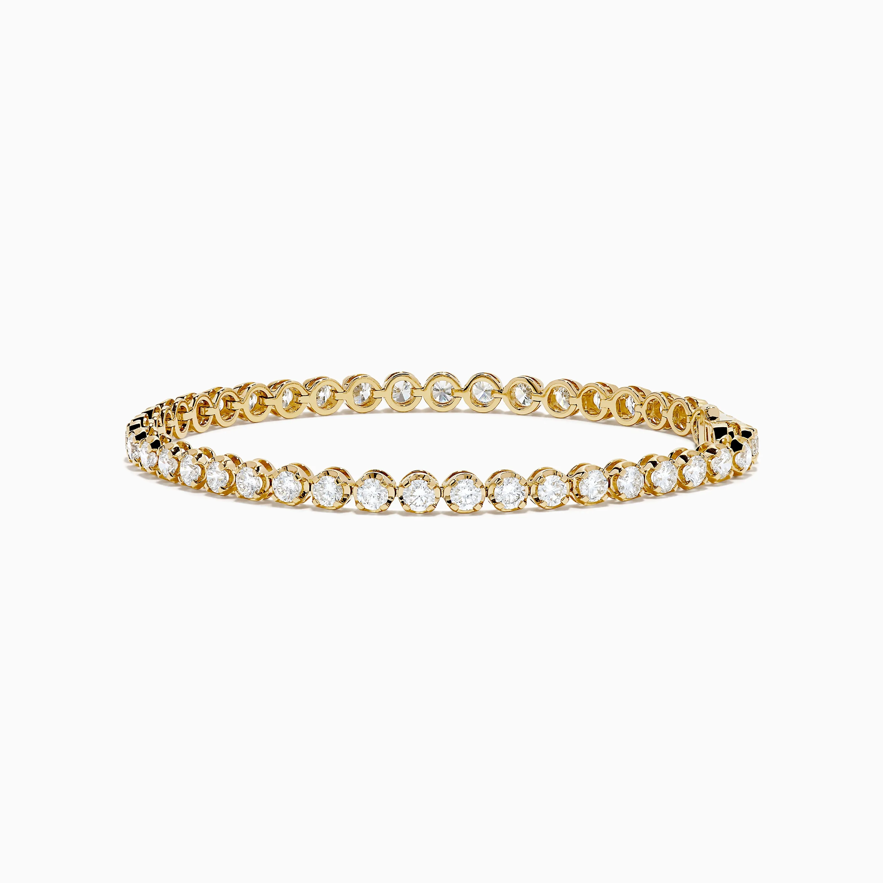 Lab Grown Round Diamond 5.00ct Cupcake Setting Tennis Bracelet in 14K Yellow Gold sold by Effy