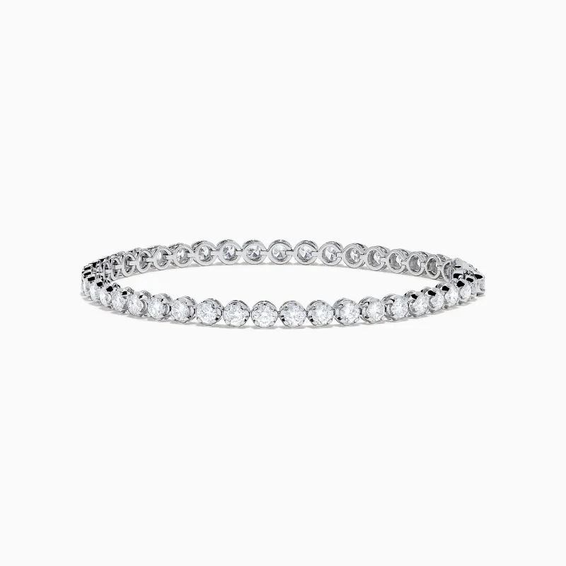 Lab Grown Round Diamond 5.00ct Cupcake Setting Tennis Bracelet in 14K White Gold sold by Effy