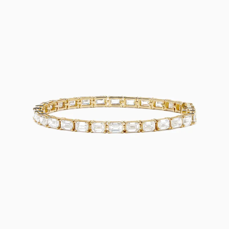 Lab Grown Emerald Cut Diamond 12.00ct Tennis Bracelet in 14K Yellow Gold sold by Effy
