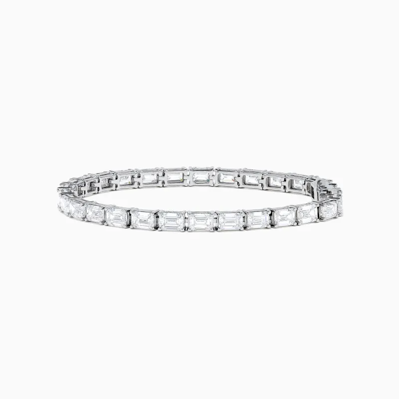 Lab Grown Emerald Cut Diamond 12.00ct Tennis Bracelet in 14K White Gold sold by Effy