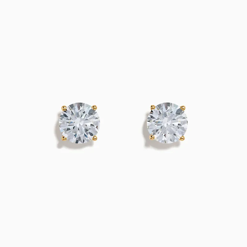 Lab Grown Round Diamond 4.00ct Glam Stud Earrings in 14K Yellow Gold sold by Effy